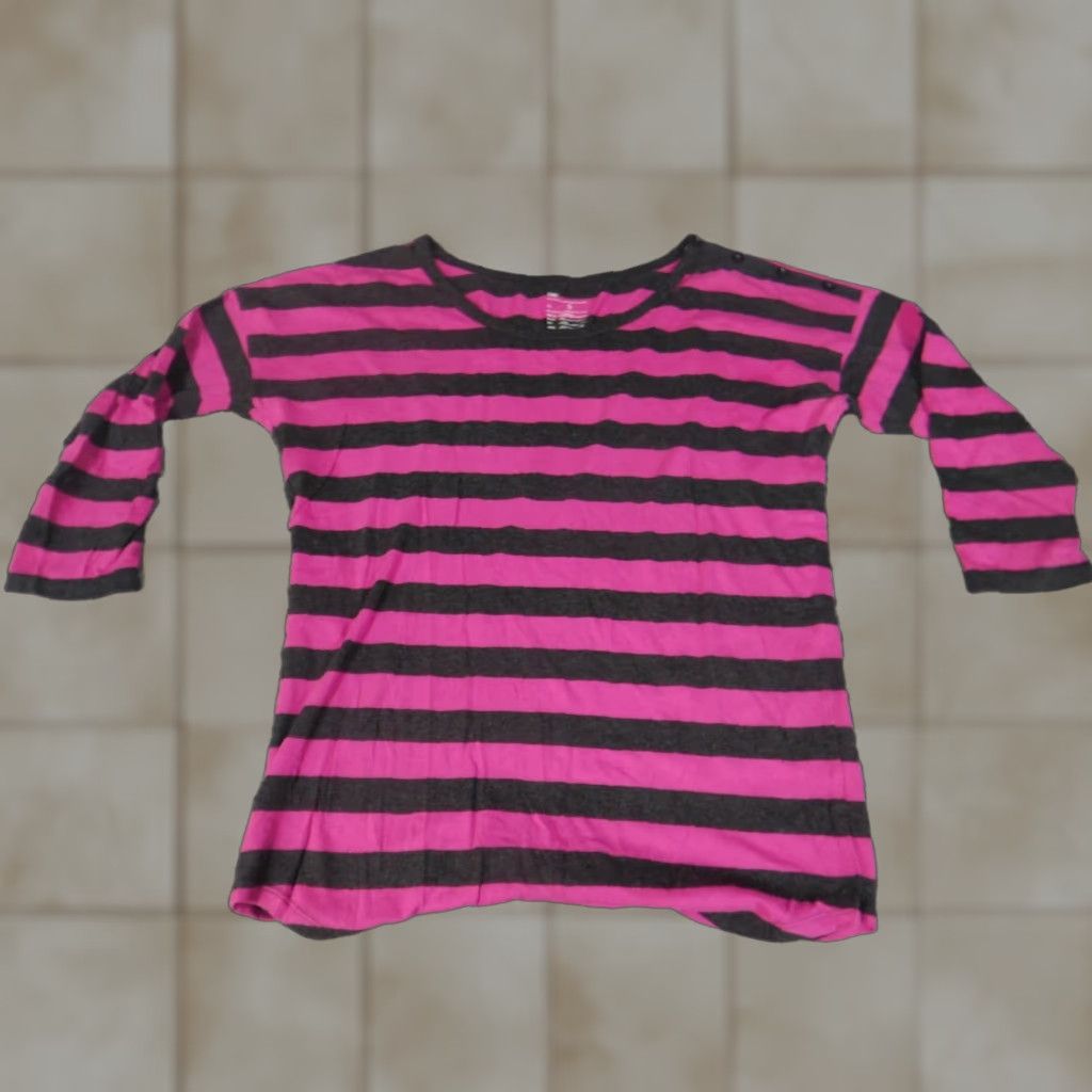Gap Gap Blouse Women Small Purple Striped Crew Neck Stretch 100% Cotton Casual Shirt S Regular Womens Classics Size S / US 4 / IT 40 - 1 Thumbnail