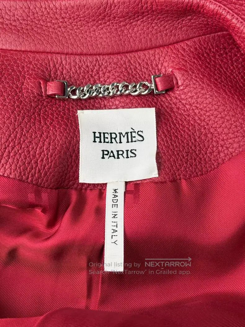 Hermes Hermes Holiday Red Soft Lamb Leather Jacket with Zipper Size XS / US 0-2 / IT 36-38 - 7 Thumbnail