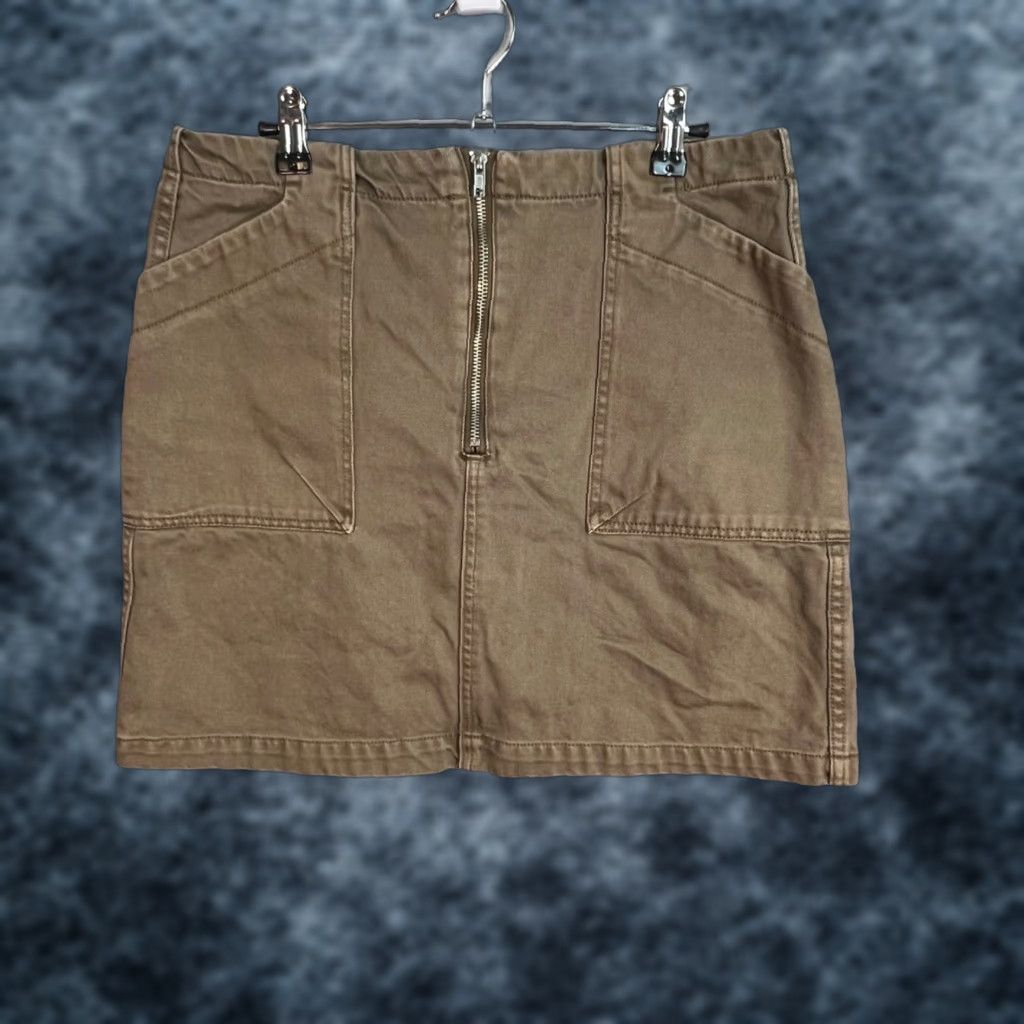Weekday Weekday Mini Skirt Womens 30 Brown Cotton Denim W/Zipper Front Pockets Size 30" / US 8 / IT 44 - 1 Thumbnail