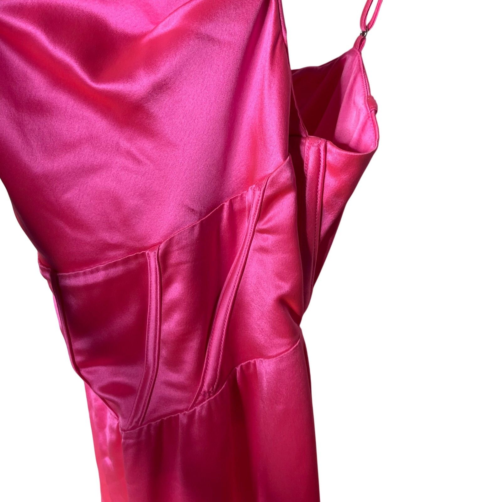 Retrofete Retrofete Rosa Maxi slip Dress Hyper Pink side seam split L Size L / US 10 / IT 46 - 11 Thumbnail