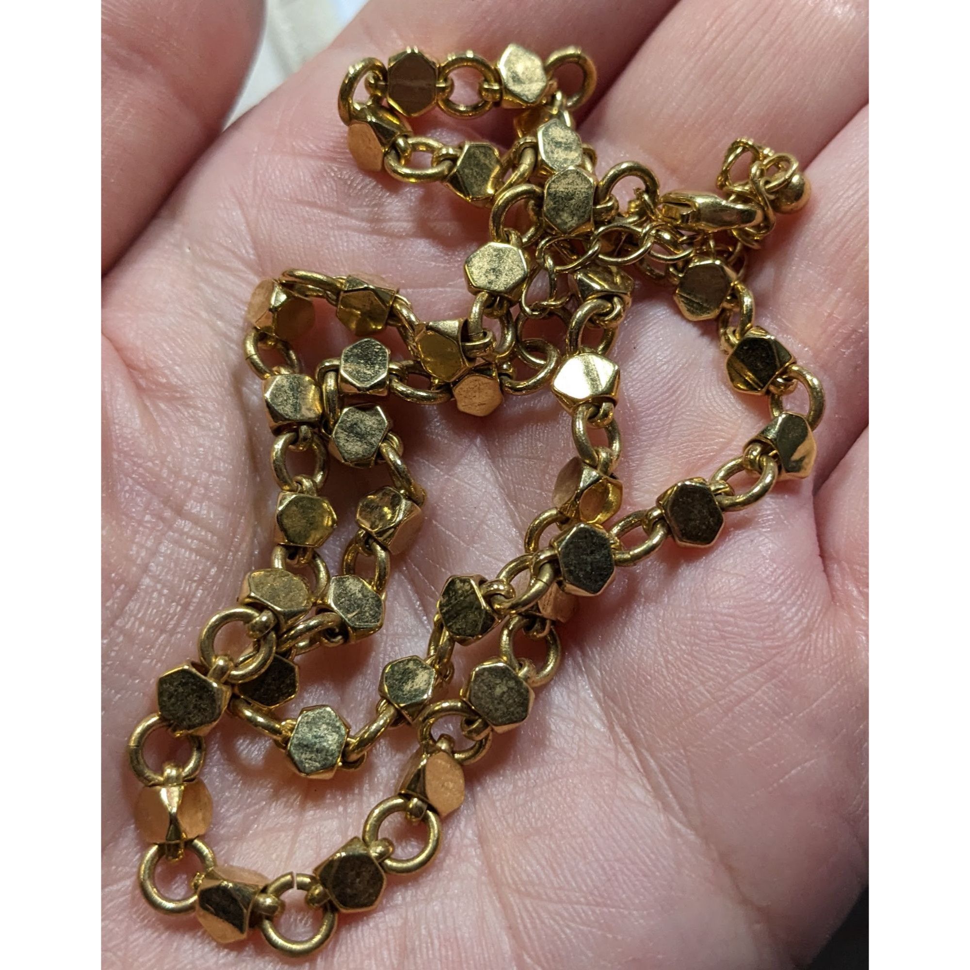 Other Vintage Geometric Hexagonal Beaded Gold Tone Chain Necklace Size ONE SIZE - 5 Thumbnail