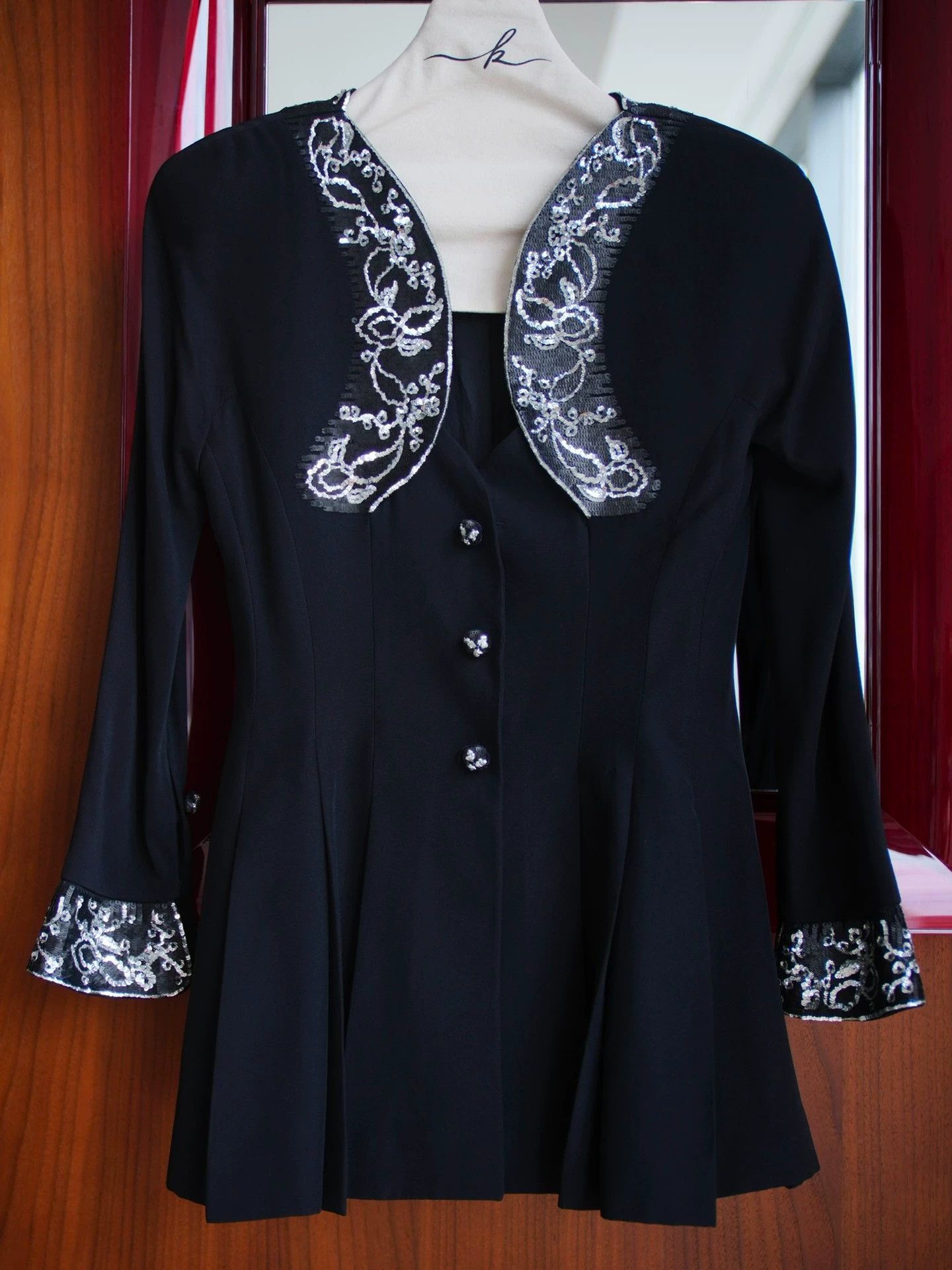 Karl Lagerfeld Karl Lagerfeld Vtg Beaded A-line Blazer Black Silver FR40 Size M / US 6-8 / IT 42-44 - 2 Thumbnail