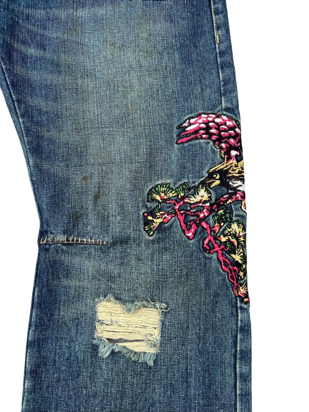 Vintage Dirty Mud Japan Brand Rips Eagle Embroidery Distress Jeans Size US 31 - 10 Thumbnail