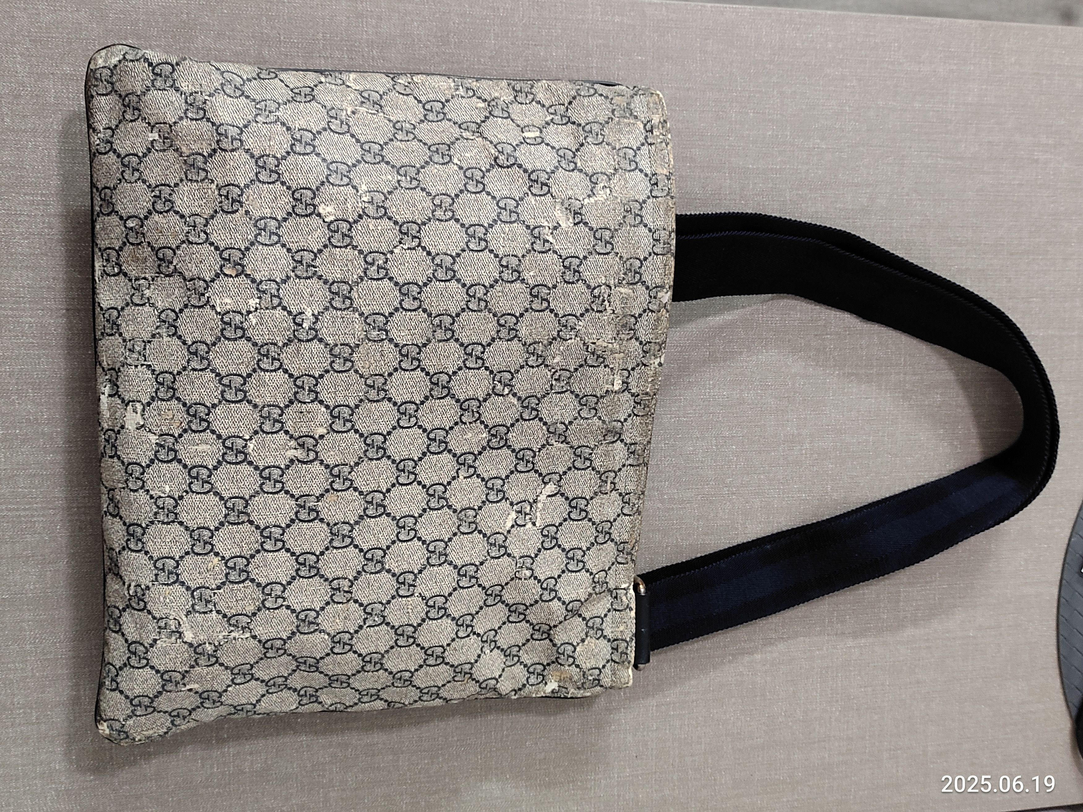 Gucci Gucci Blue Grey Gg Coated Canvas Large Messenger Bag Size ONE SIZE - 8 Thumbnail