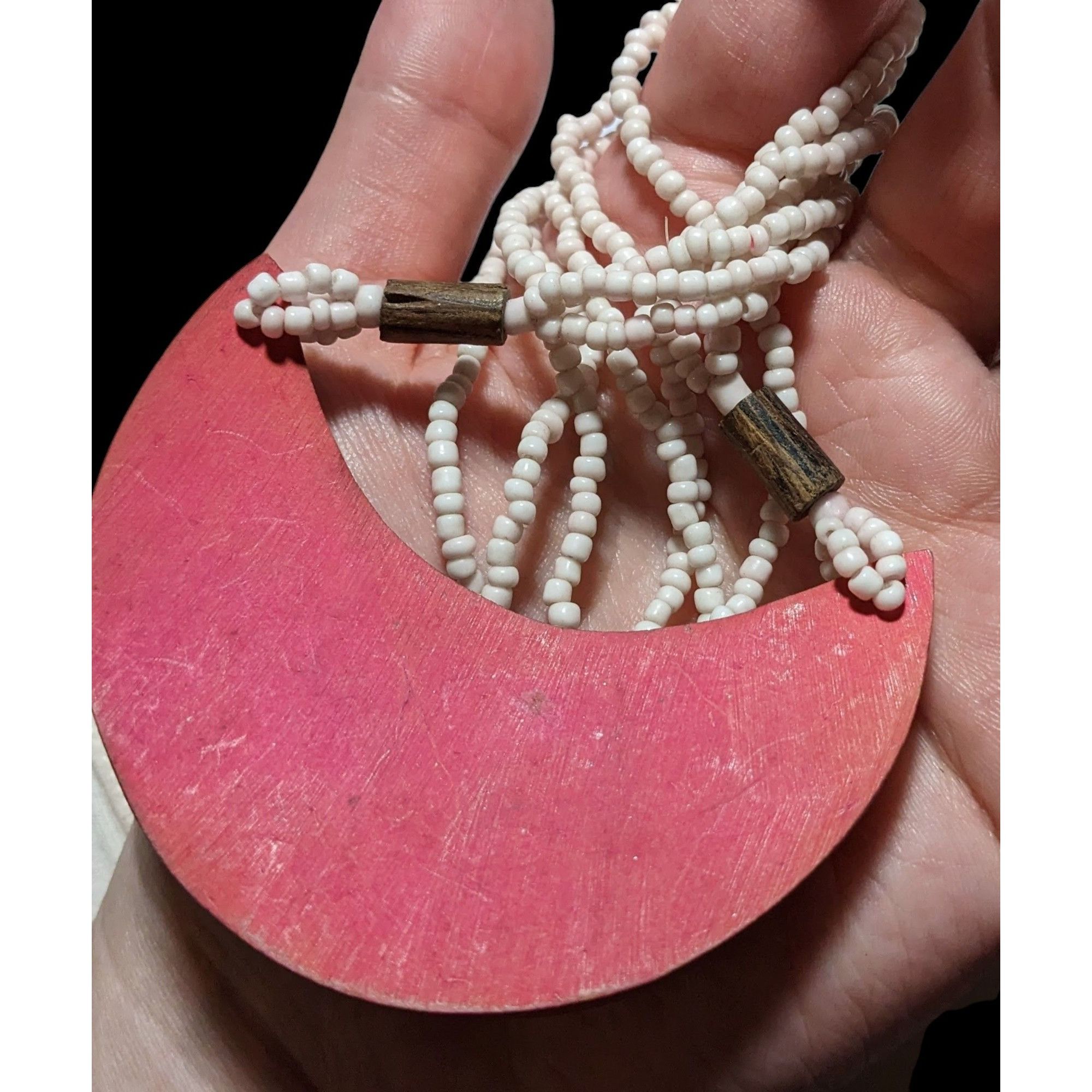 Other Beaded Necklace With Geometric Pendant In Pink & White Size ONE SIZE - 4 Thumbnail