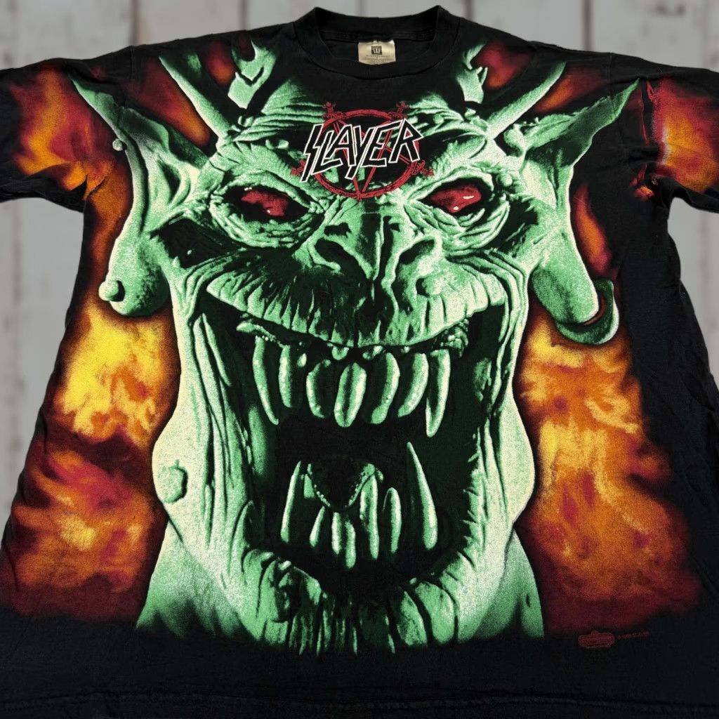 Roots VTG Slayer Demon Root of Evil Men's XL Tour Tee Winterland EUC Crew Neck Multicolor 1996 Licensed GRAIL Green Demon: AOP Root of Evil 1996 Size US XL / EU 56 / 4 - 1 Thumbnail