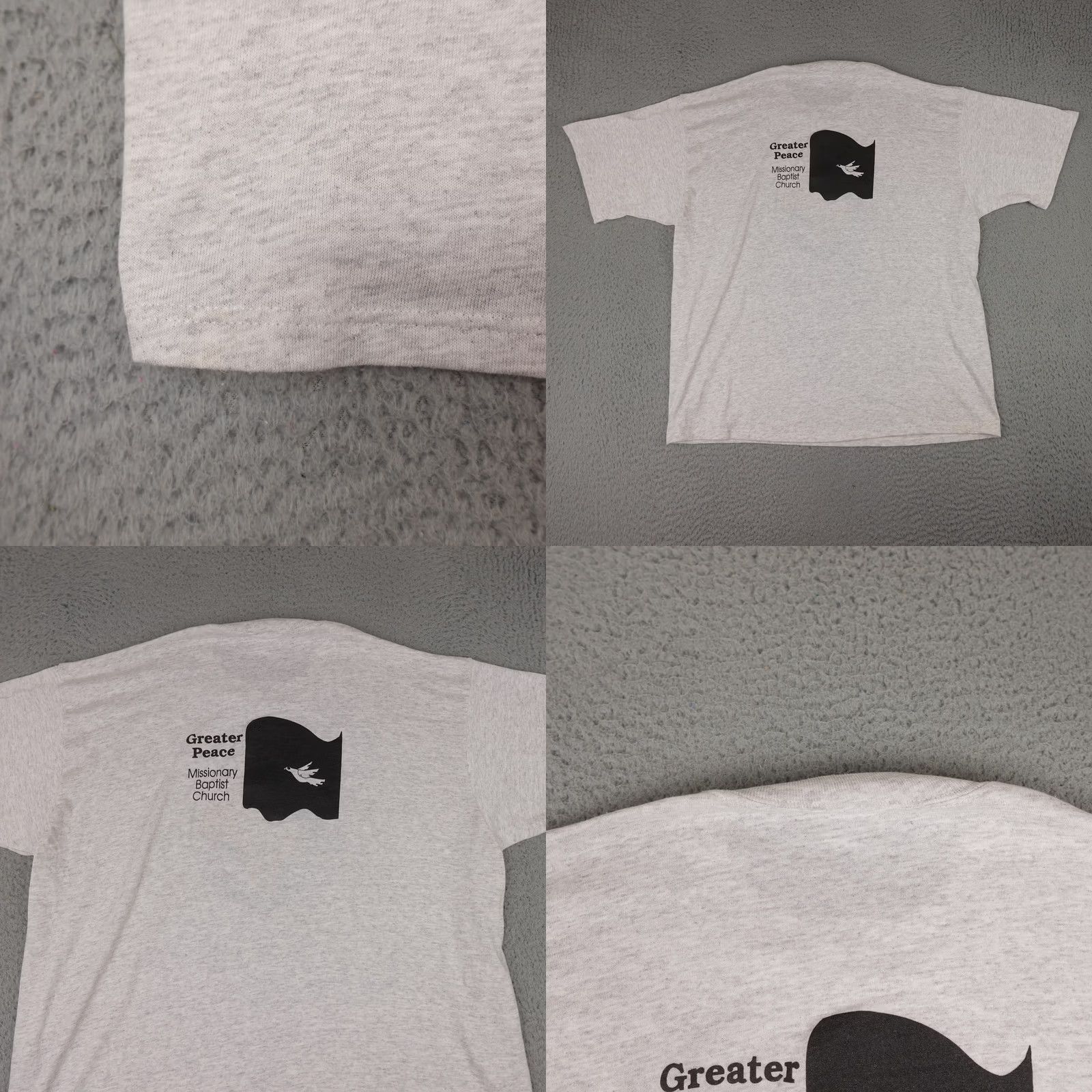 Jerzees VINTAGE Nike Shirt Mens 3XL Gray Greater Peace Baptist Church Dove JERZEES 90s Size US XXL / EU 58 / 5 - 8 Thumbnail