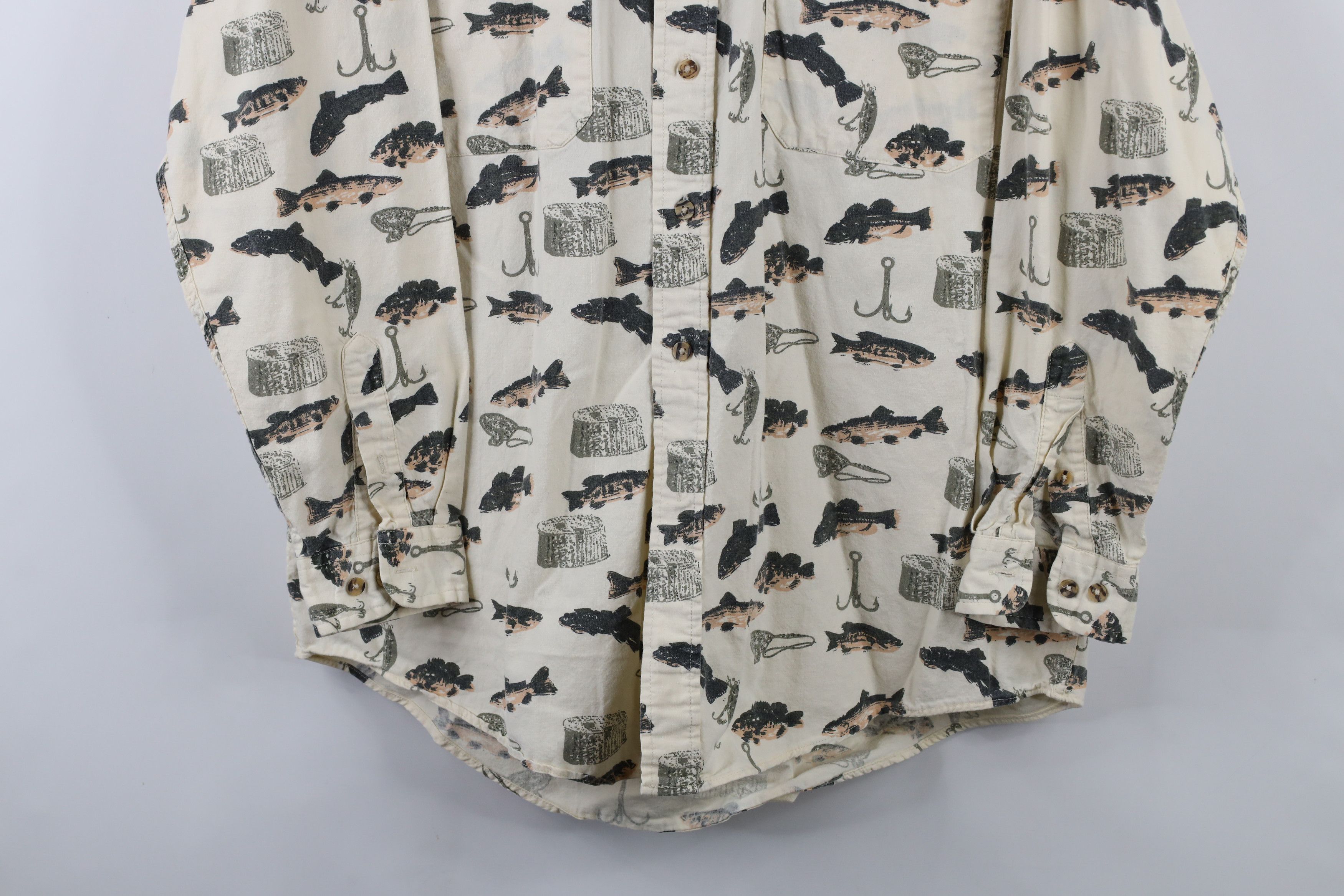 Vintage Vintage 90s Streetwear Fishing All Over Print Button Shirt Size US L / EU 52-54 / 3 - 3 Thumbnail