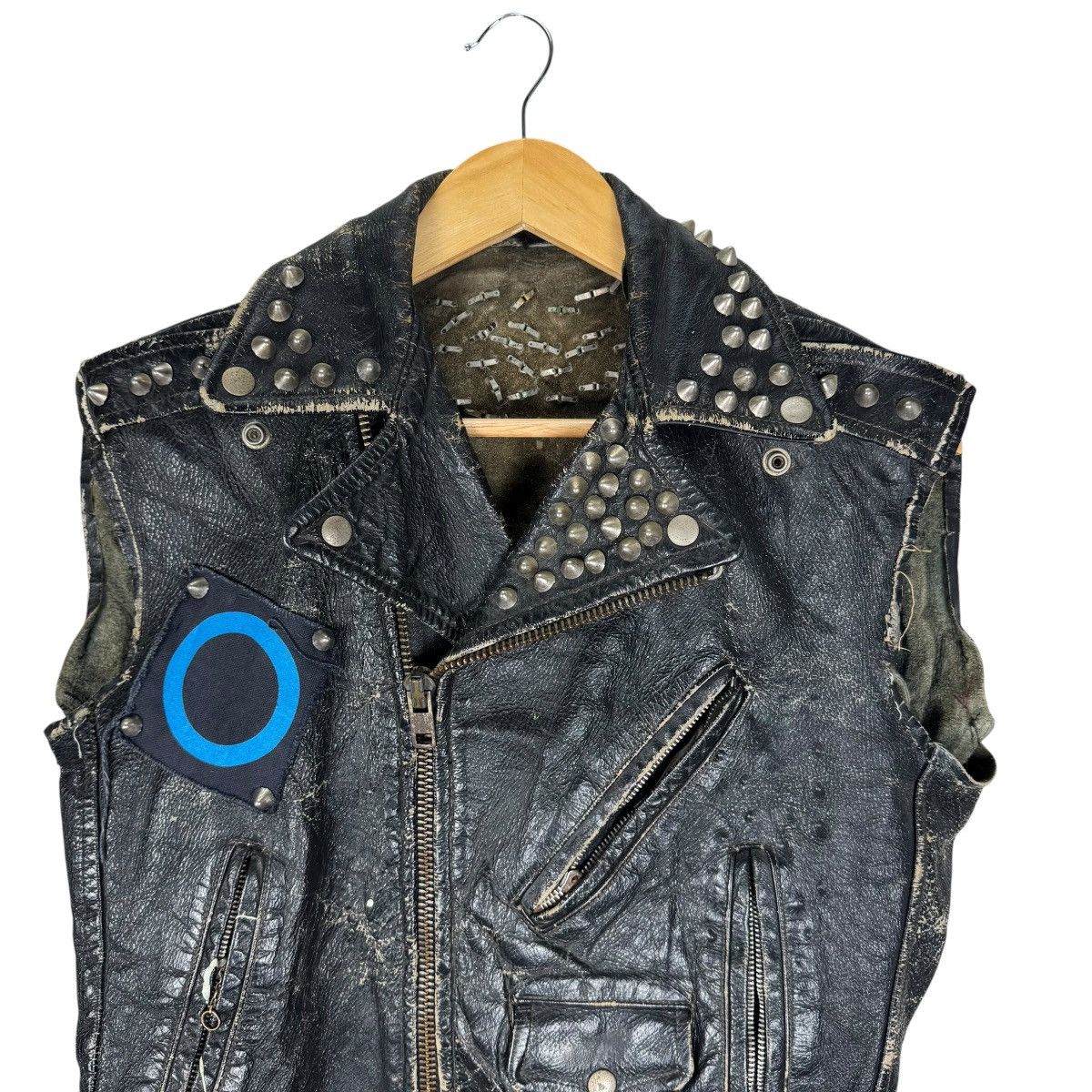 Genuine Leather ☀️40s DOUBLE COLLAR LEATHER CUSTOM RANCID PUNK JACKET Size US M / EU 48-50 / 2 - 8 Thumbnail