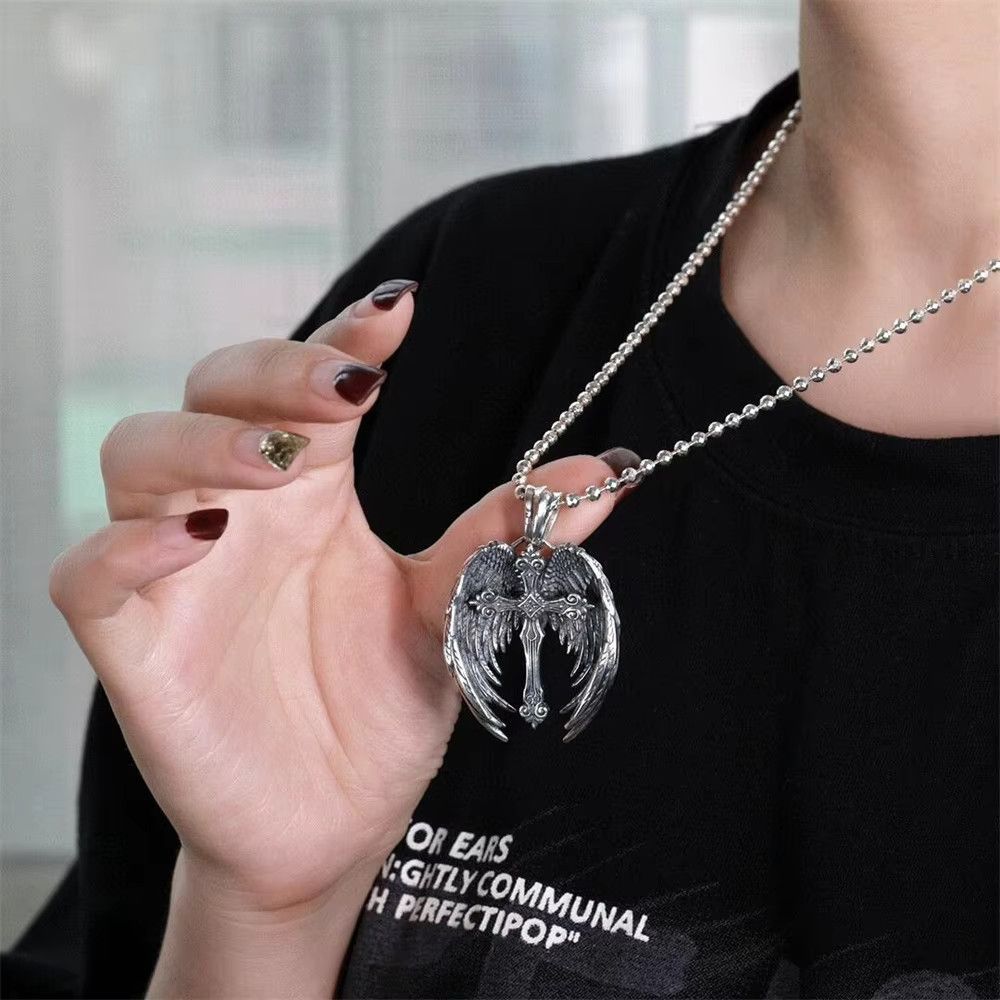 Jewelry Vintage Angel Wings Cross Necklace Size ONE SIZE - 2 Thumbnail