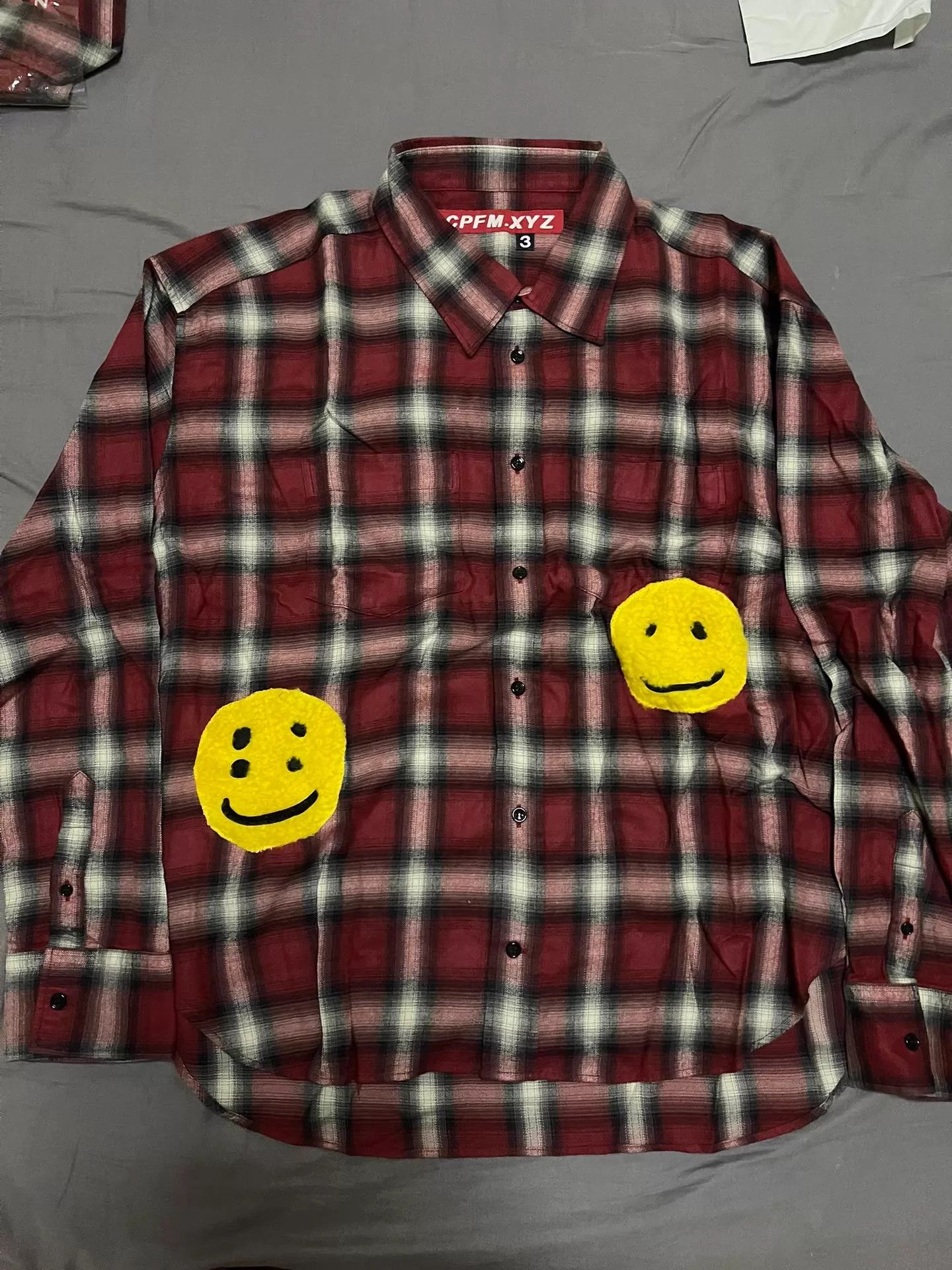 Human Made CPFM Double Check Red Checkered Smiley Shirt Size S/M New Size US M / EU 48-50 / 2 - 2 Thumbnail