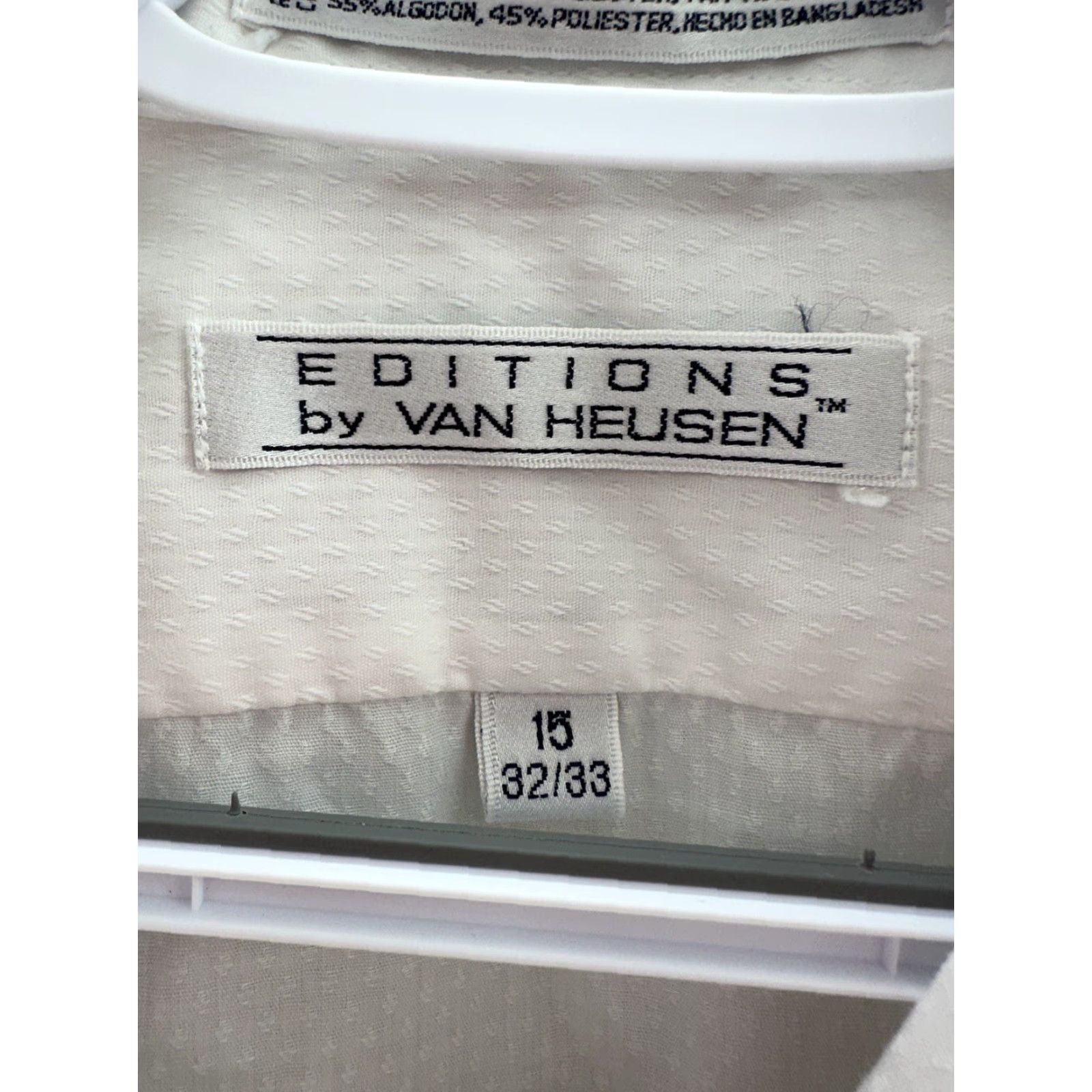 Van Heusen Editions by Van Heusen Mens Shirt 15 32/33 White Long Sleeve Button Up Shirt Size US M / EU 48-50 / 2 - 6 Thumbnail
