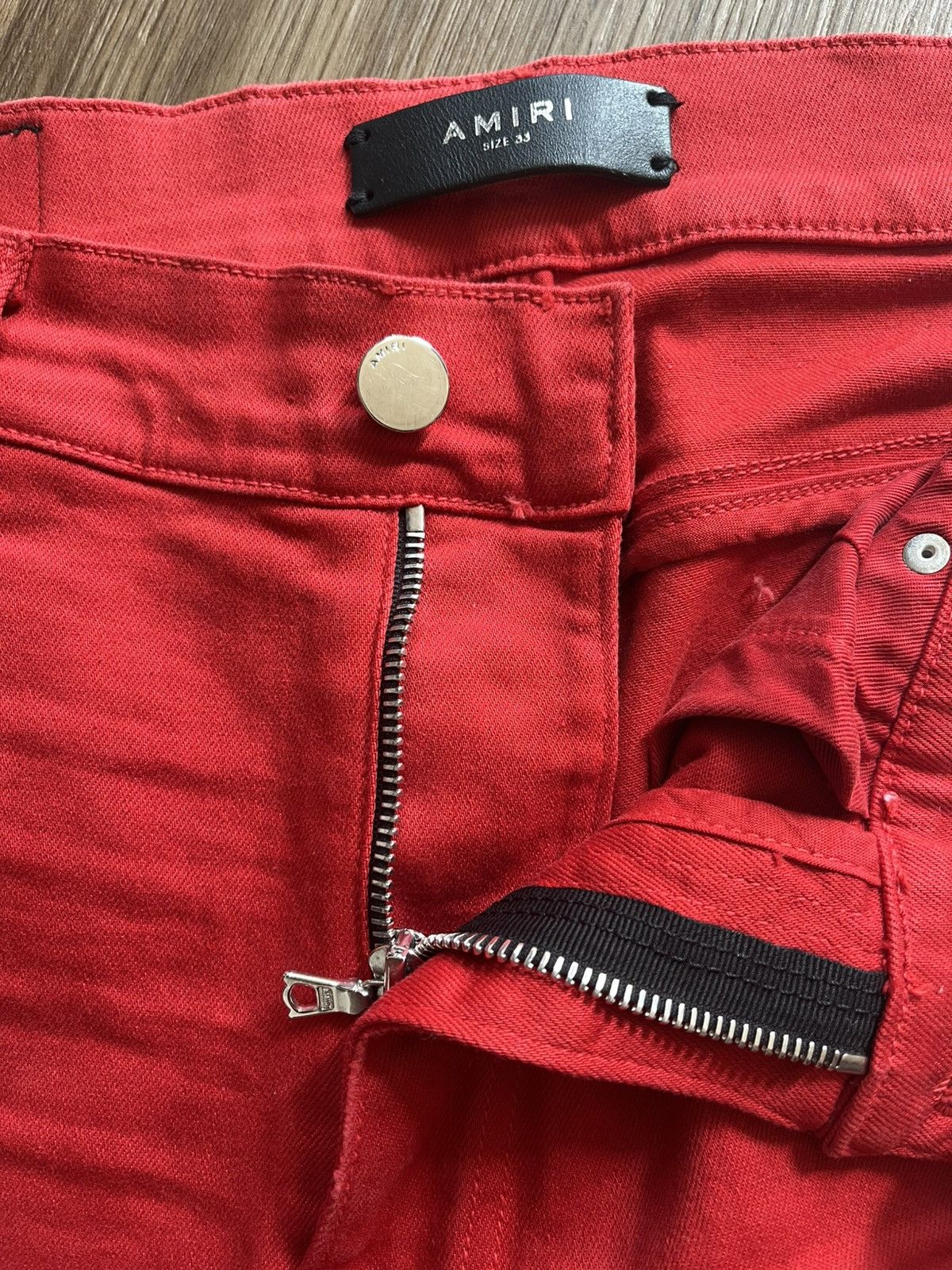 Amiri Amiri Track Stripe Thrasher Skinny Jeans Red Size 33 Size US 33 - 5 Thumbnail