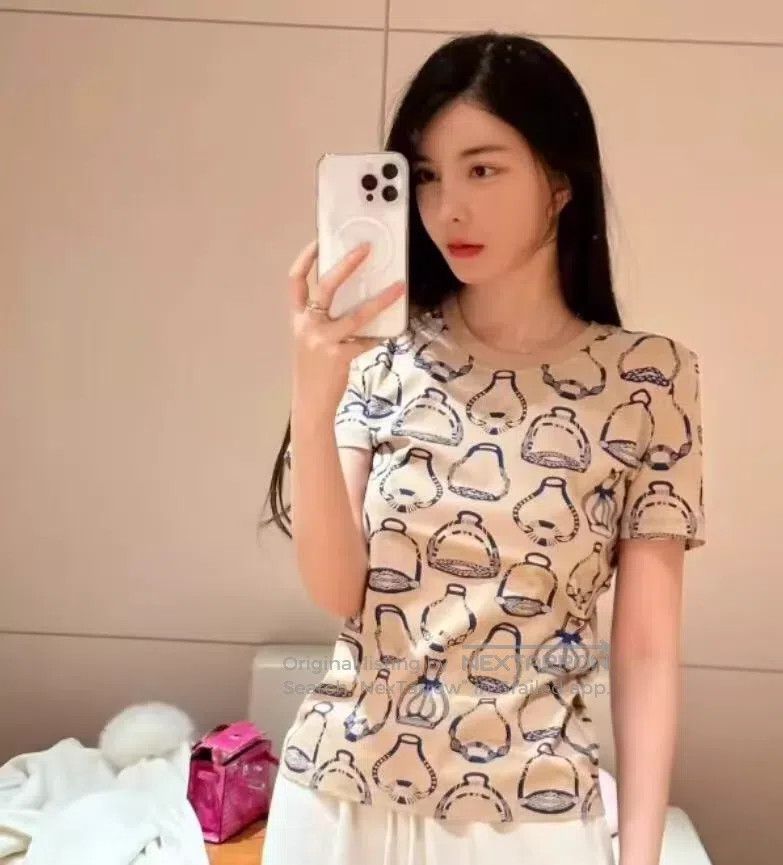 Hermes Hermes Ginger Yellow Pattern Printed Cotton Crewneck Short Size XS / US 0-2 / IT 36-38 - 8 Thumbnail