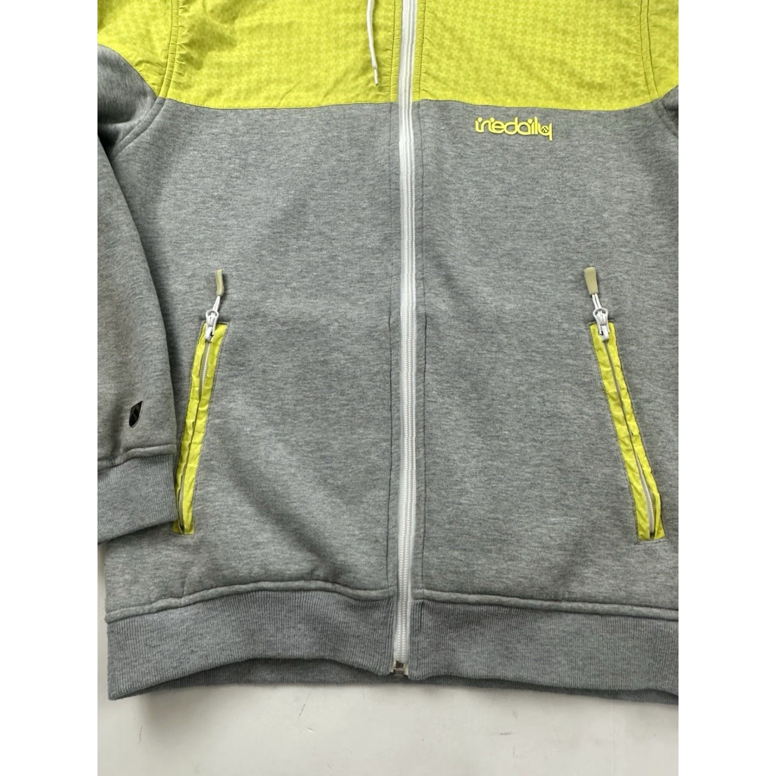 Vintage Iriedaily Hoodie Sweatshirt Mens Large Gray Yellow Hooded Full Zip Jumper Size US L / EU 52-54 / 3 - 4 Thumbnail