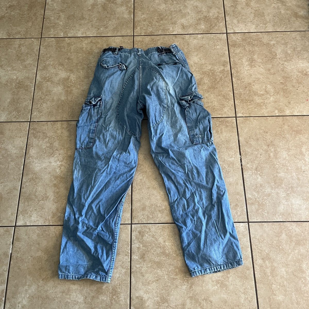 Vintage Baggy Denim Tactical Cargo Pants Size US 35 - 2 Thumbnail