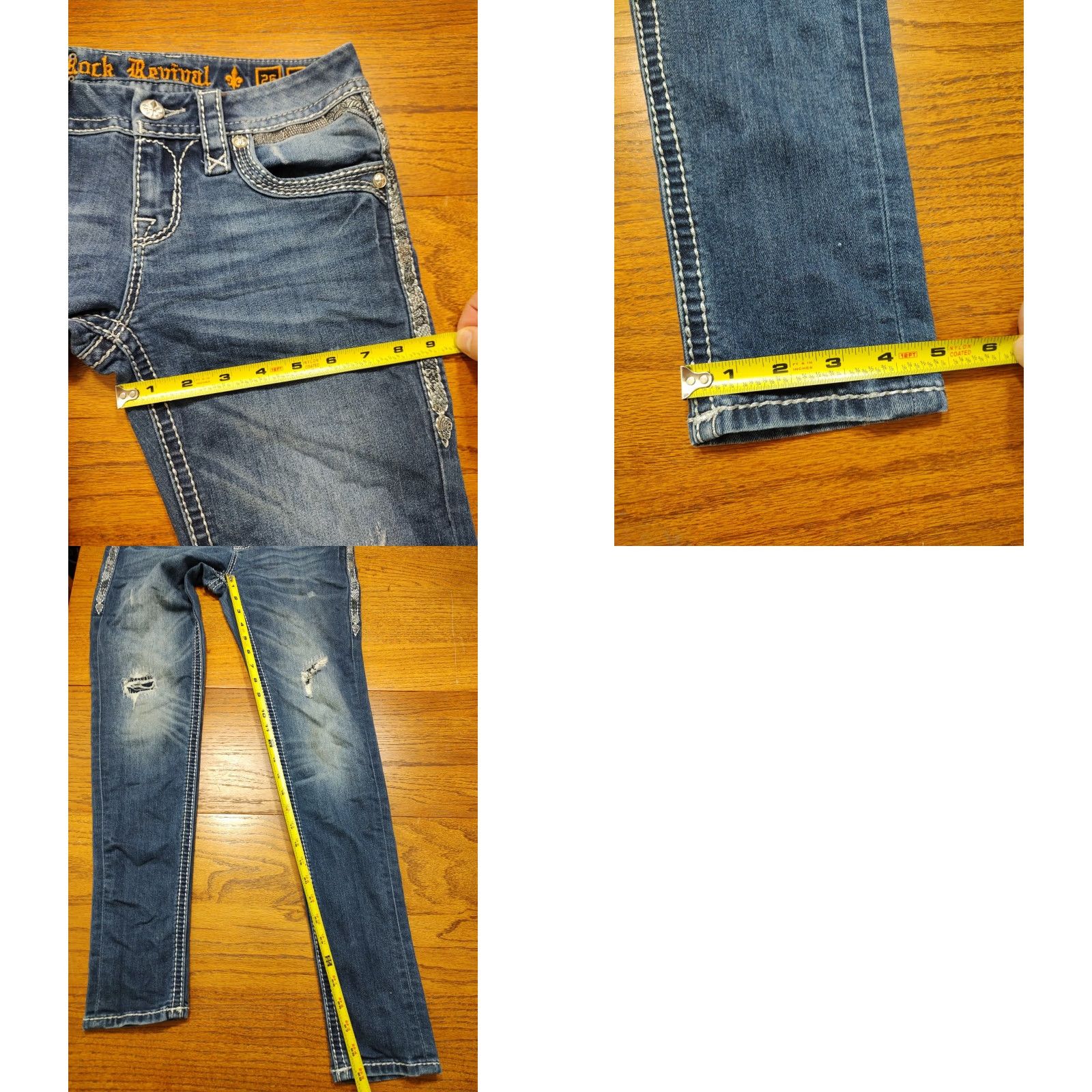 Vintage VINTAGE Rock Revival Allie Skinny Womens 26 X 29 Inseam Denim Distressed Blue Jeans Size 26" / US 2 / IT 38 - 10 Thumbnail