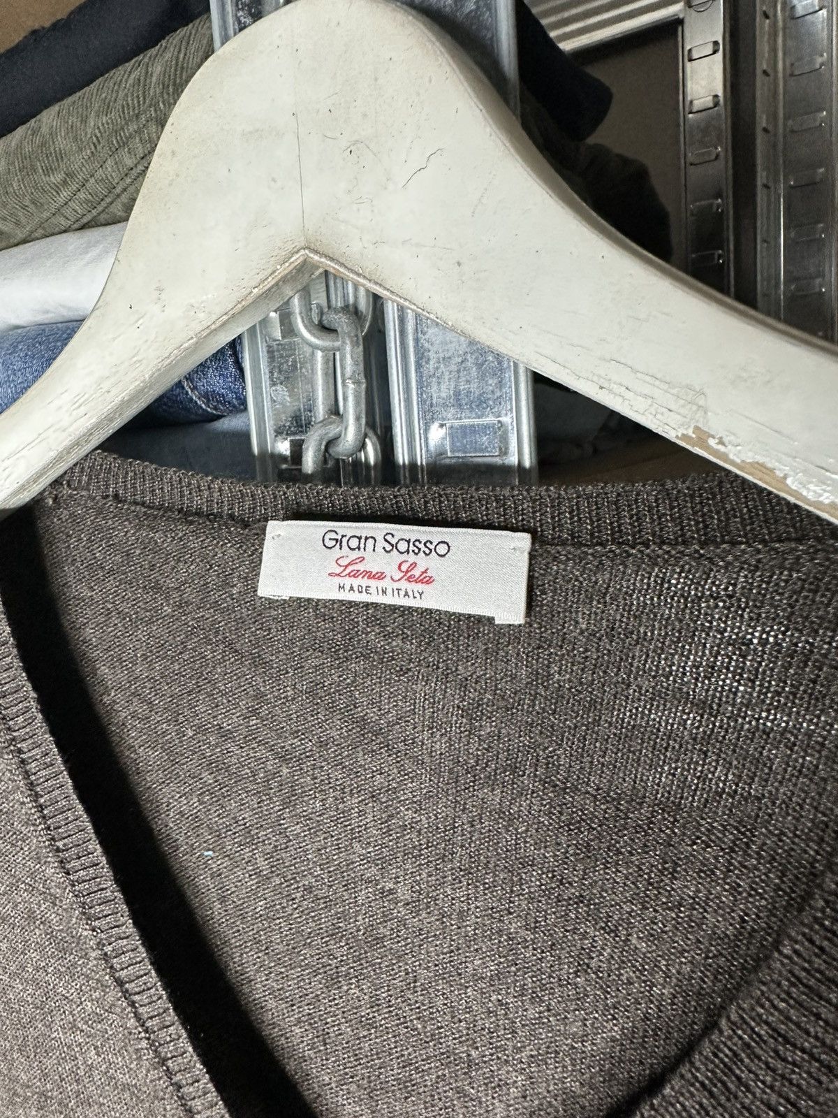 Gran Sasso Gran Sasso 54 Wool Silk Sweater V-Neck Brown Knit Pullover Size US L / EU 52-54 / 3 - 3 Thumbnail