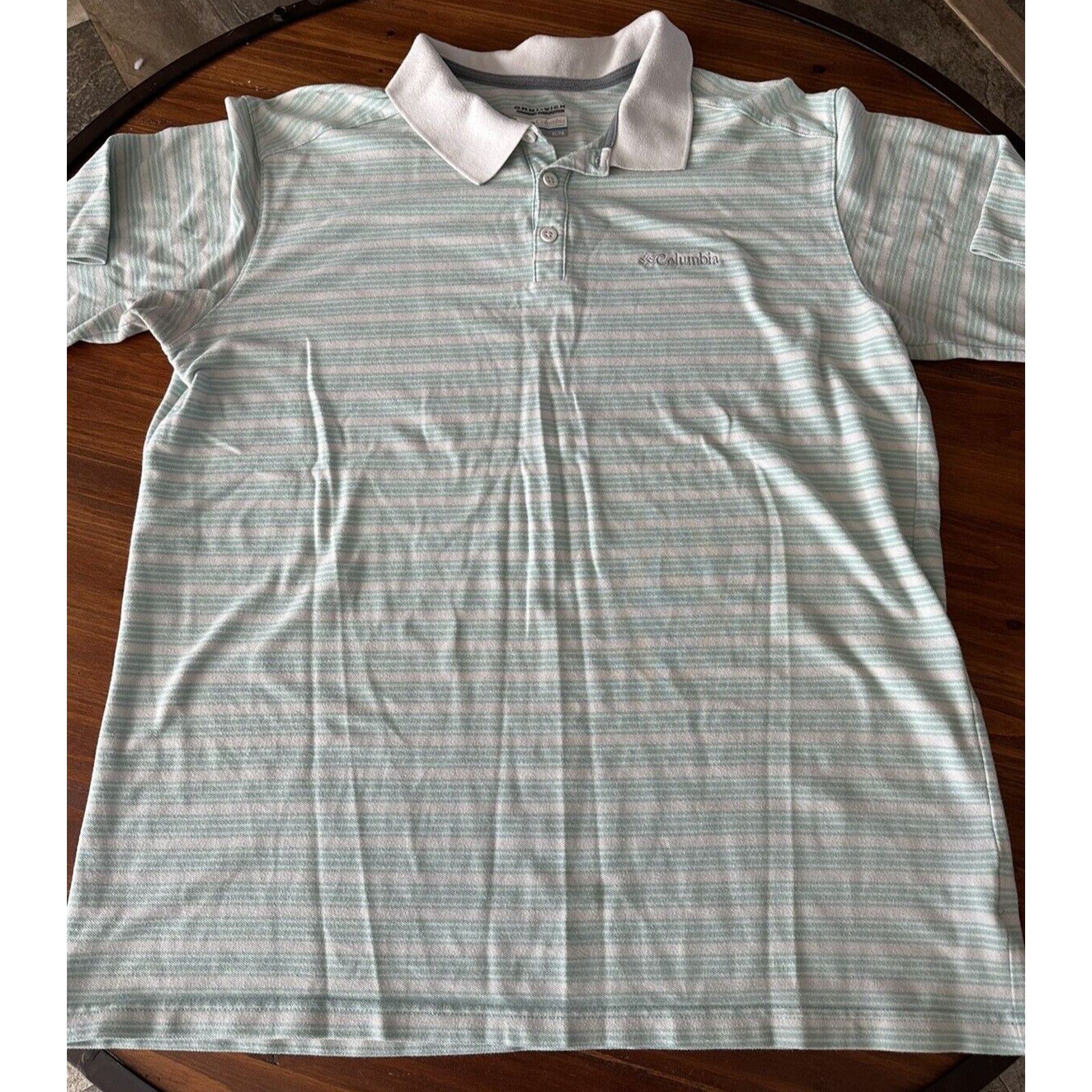Columbia COLUMBIA Omni Wick Polo XL, White w/Teal Stripe Size US XL / EU 56 / 4 - 2 Thumbnail