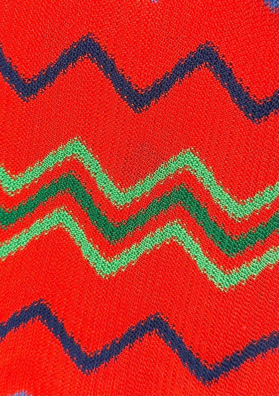 Missoni × Vintage MISSONI vintage Zigzag Pattern Flare Skirt red waves Size 22" - 4 Thumbnail