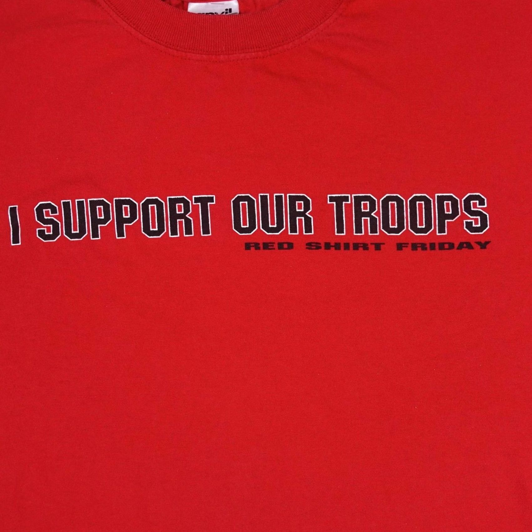 Anvil VINTAGE Anvil Shirt Mens XL Red I Support Our Troops Long Sleeve Tee Size US XL / EU 56 / 4 - 2 Thumbnail