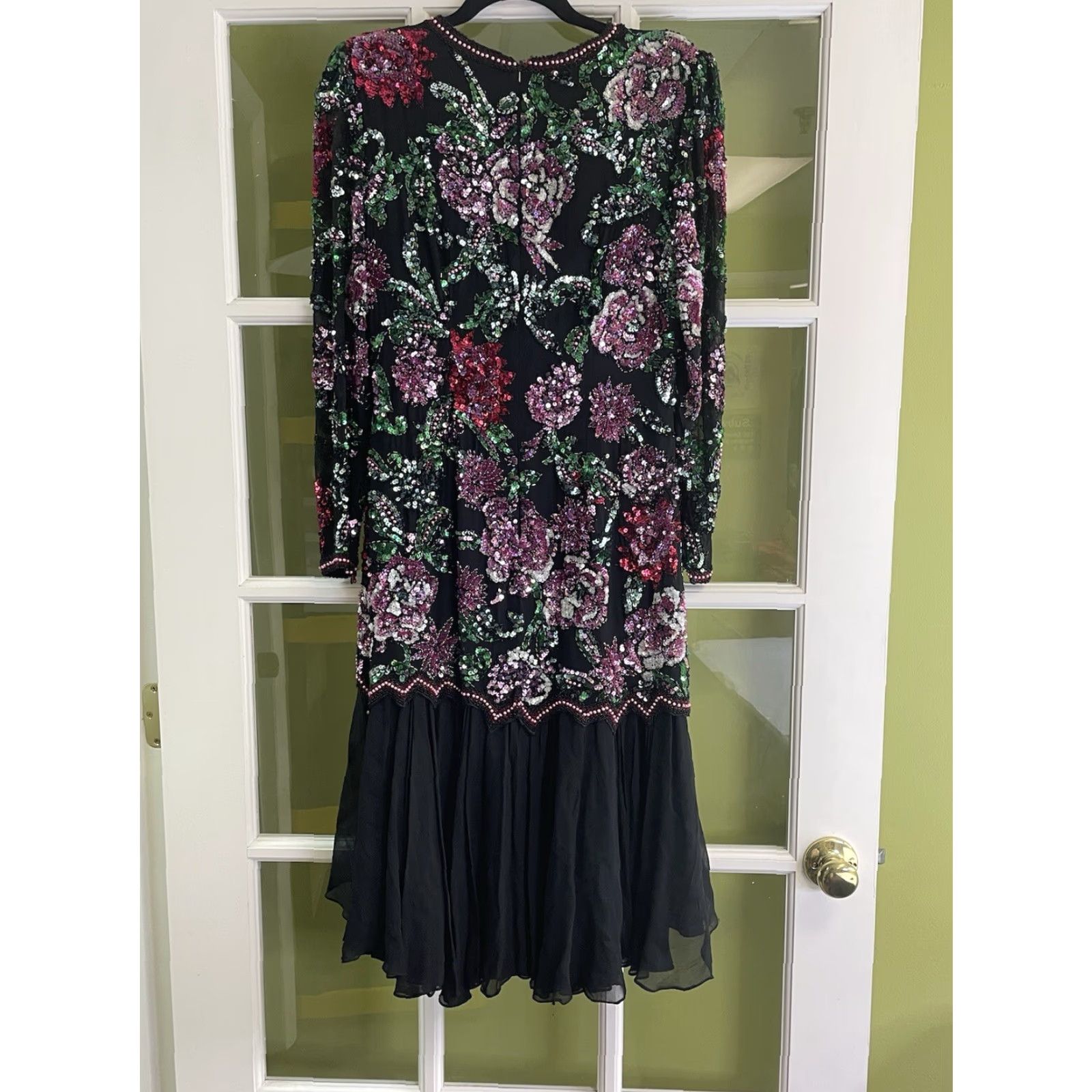 Industrie VINTAGE He-Ro Dress Sequin Long Sleeve Midi Black Size 8 Women - Vintage Black Tie By He-Ro Industries Dress Sequin Jeweled Long Sleeve Sz 8 Size M / US 6-8 / IT 42-44 - 7 Thumbnail