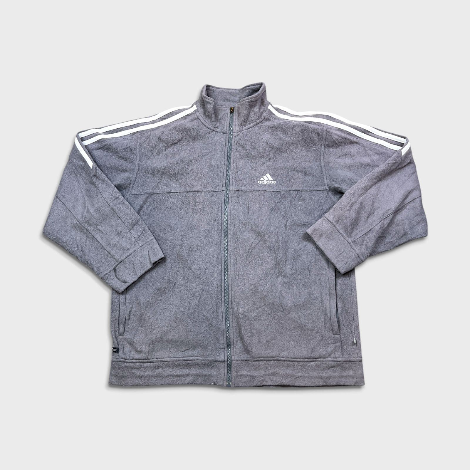 Adidas × Vintage Adidas Fleece Large Zip Stripes Essentials Spell Out Jacket Size US L / EU 52-54 / 3 - 1 Thumbnail