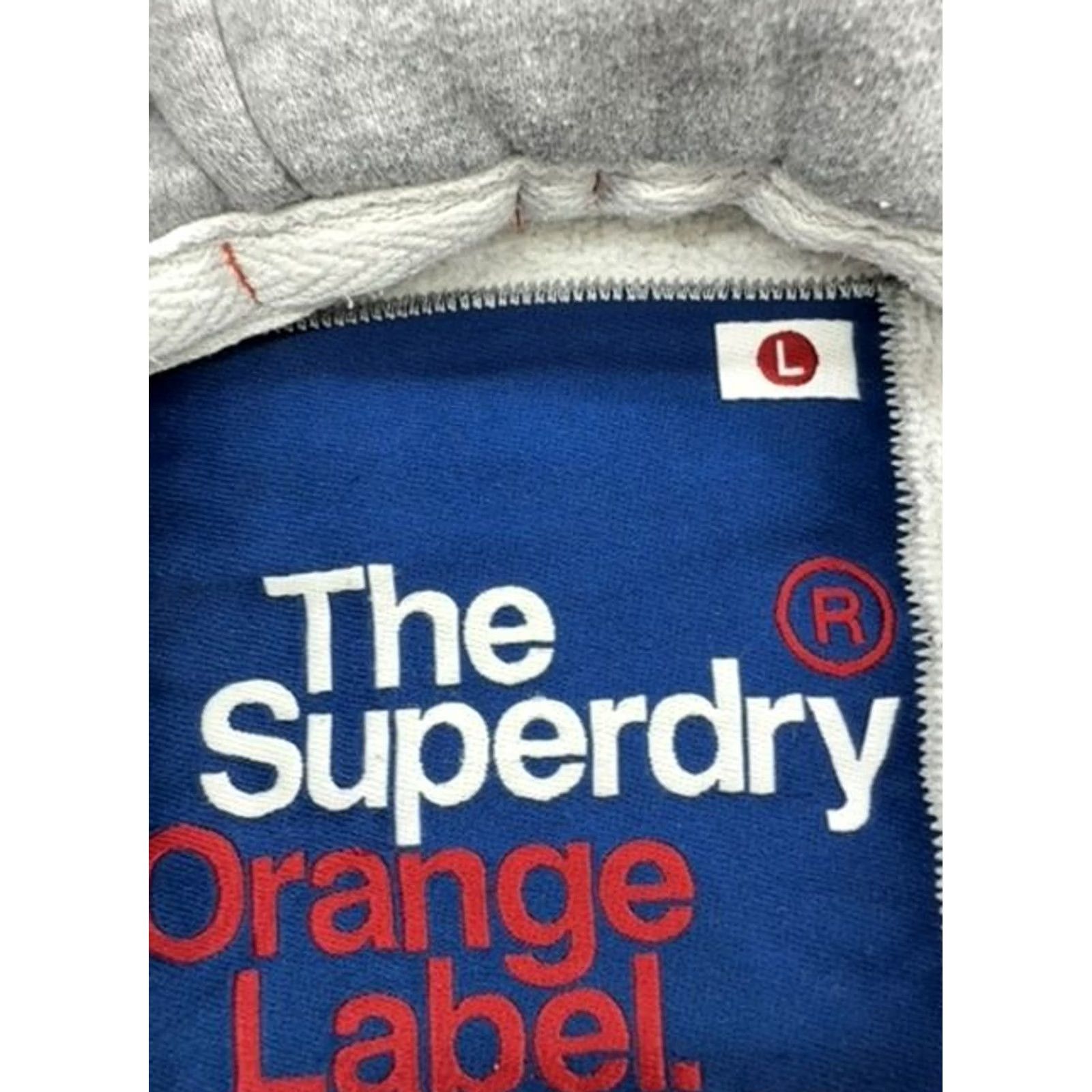 Superdry Superdry Zip Hoodie Mens L Orange Label Grey Cotton Blend Size US L / EU 52-54 / 3 - 3 Thumbnail