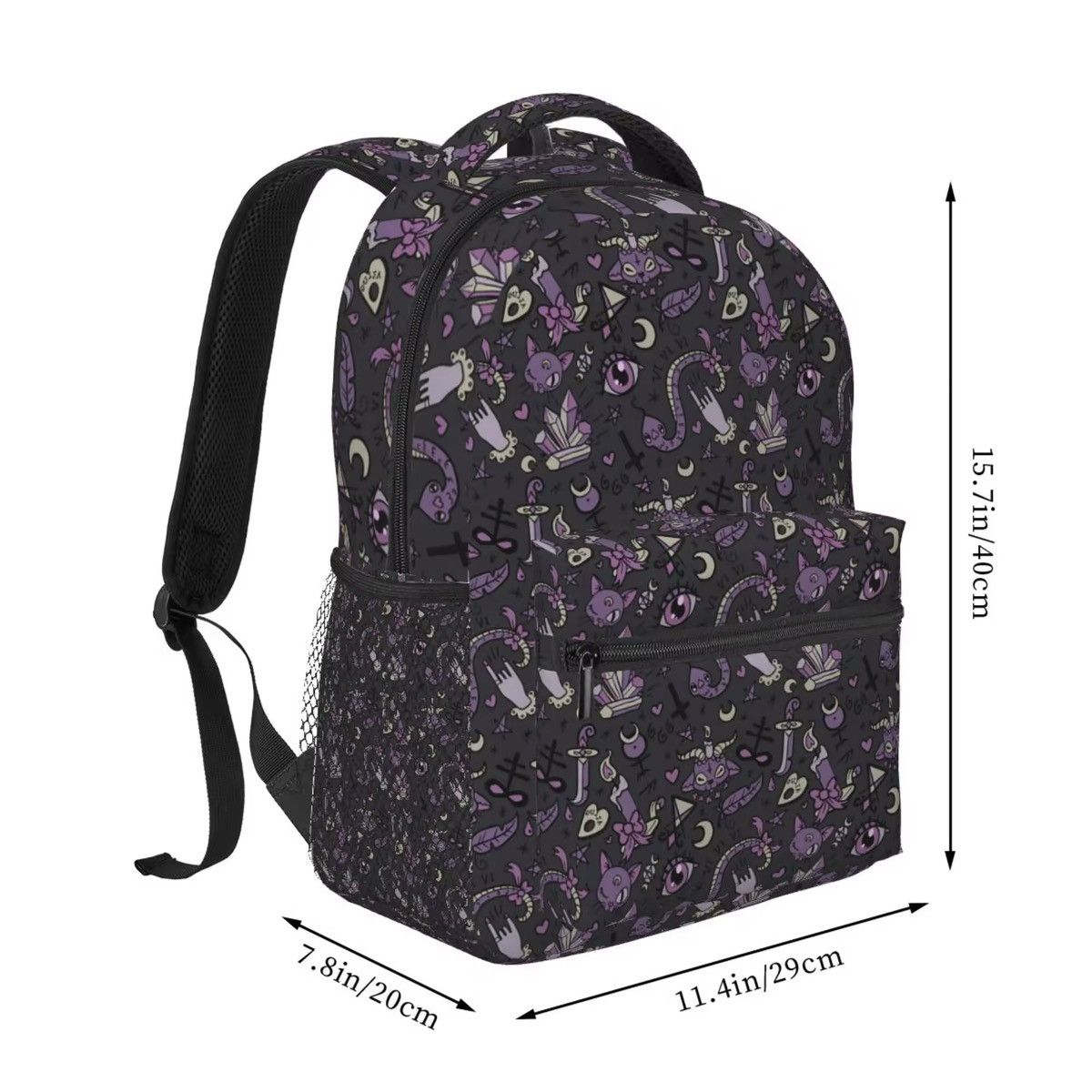 Vintage Purple Black Goth Spooky Travel Backpack Size ONE SIZE - 5 Thumbnail