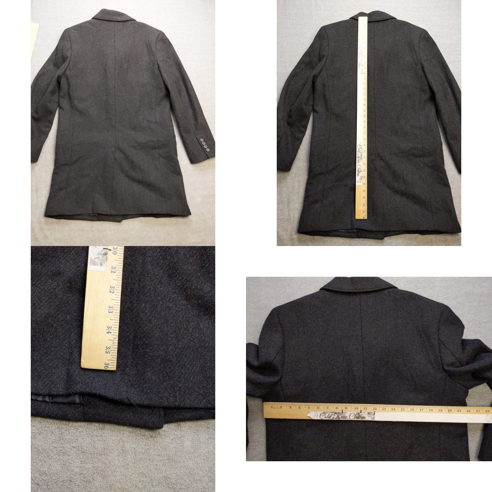 Merona Merona Coat Mens Medium Black Wool Blend Overcoat Three-Button Front Formal Jacket Long Notch Lapel Wool, Polyester, Satin Lining M Mens Size US M / EU 48-50 / 2 - 8 Thumbnail