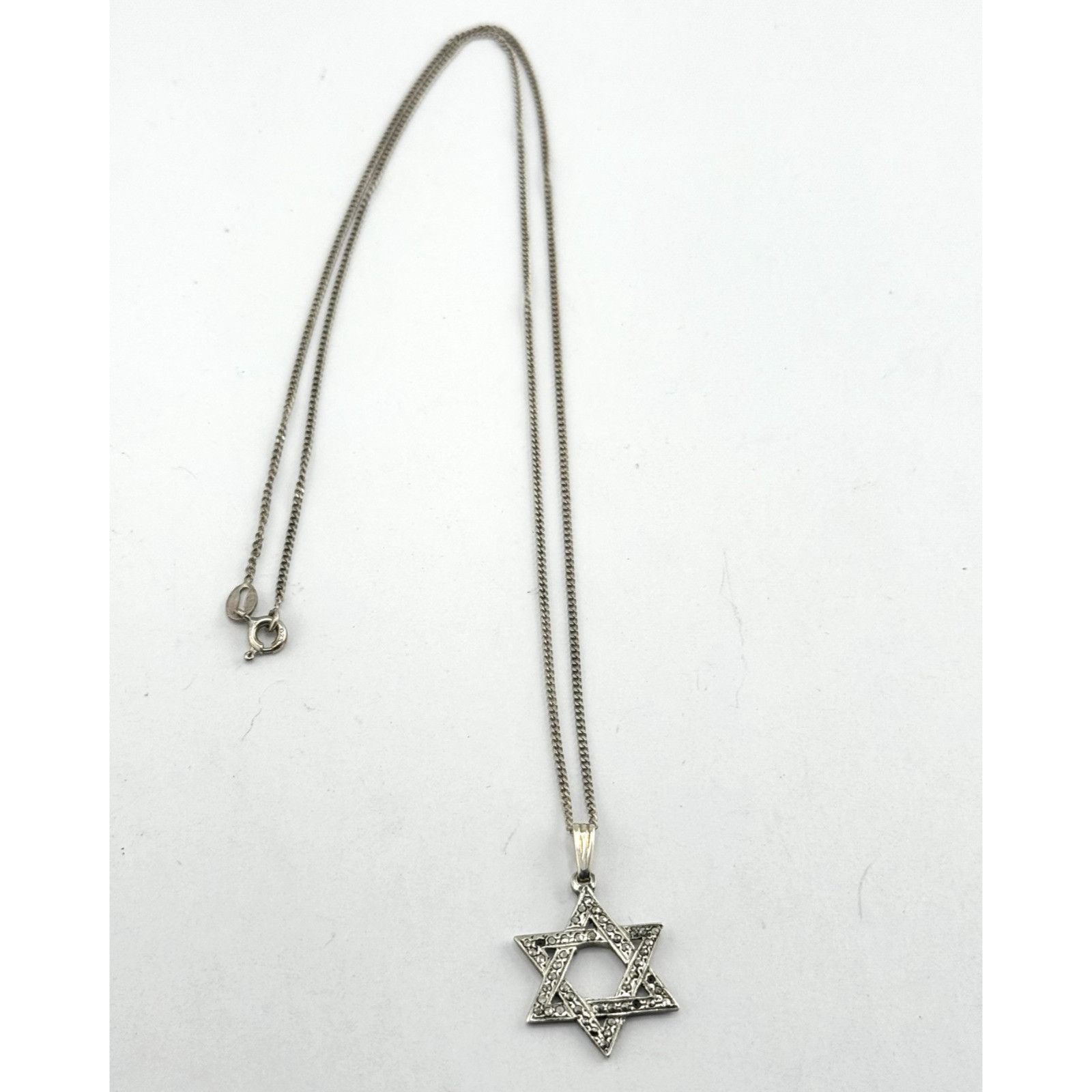 Vintage Vintage Sterling Silver 925 Marcasite Stone Jewish Star Char Size ONE SIZE - 1 Thumbnail