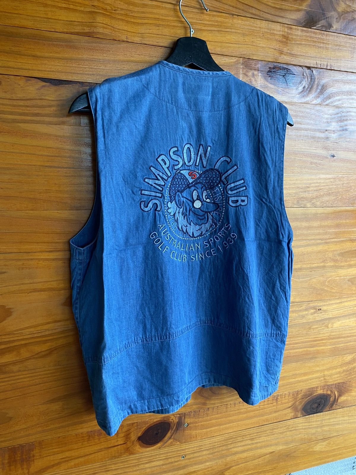 Vintage Vintage Simpson Club Denim Vest 90s Sports Casual Embroidere Size US M / EU 48-50 / 2 - 9 Thumbnail
