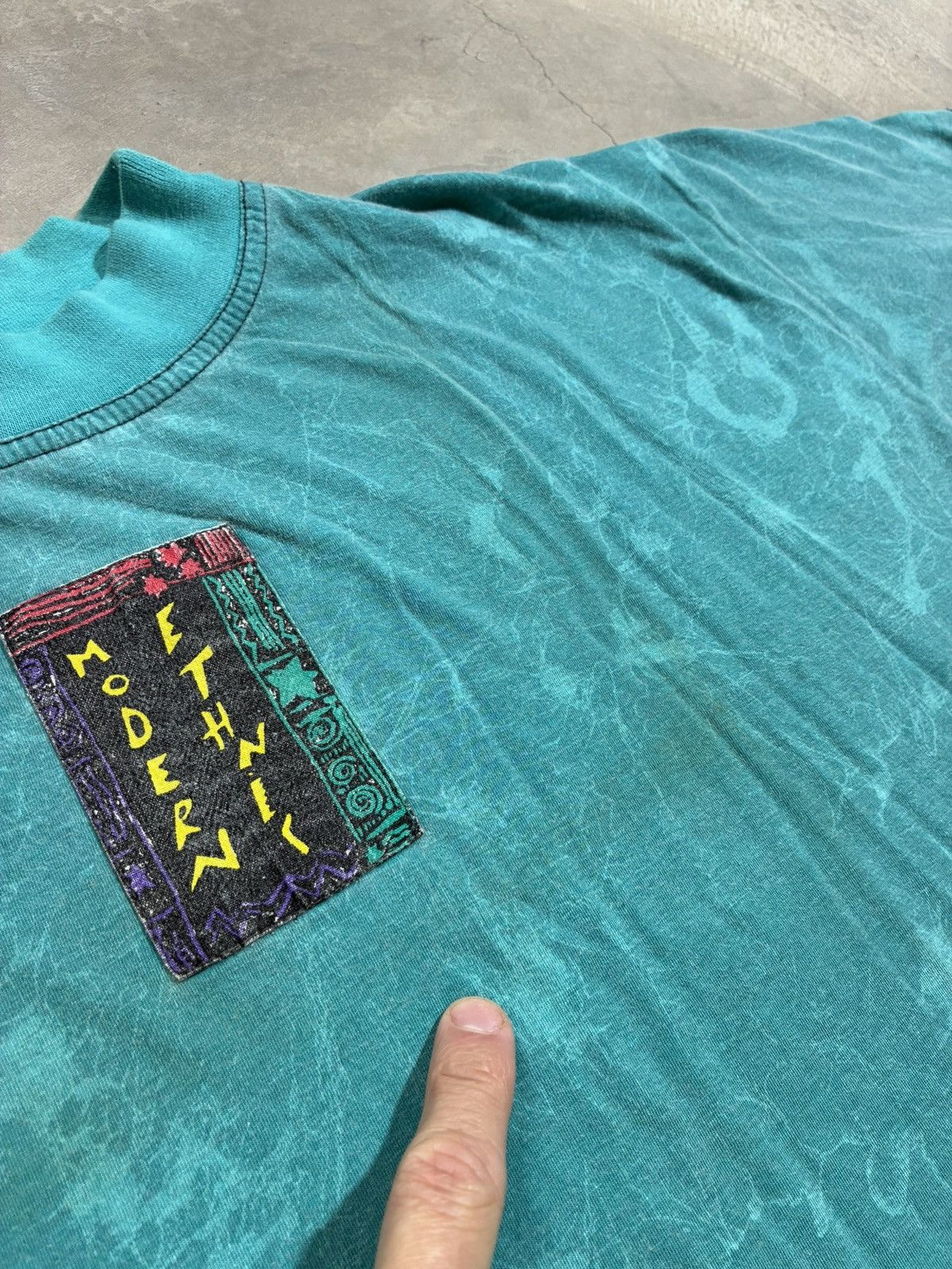 Adidas Vintage Adidas Take Off Ethnic Mineral Wash T Shirt Teal 90s Size US M / EU 48-50 / 2 - 2 Thumbnail