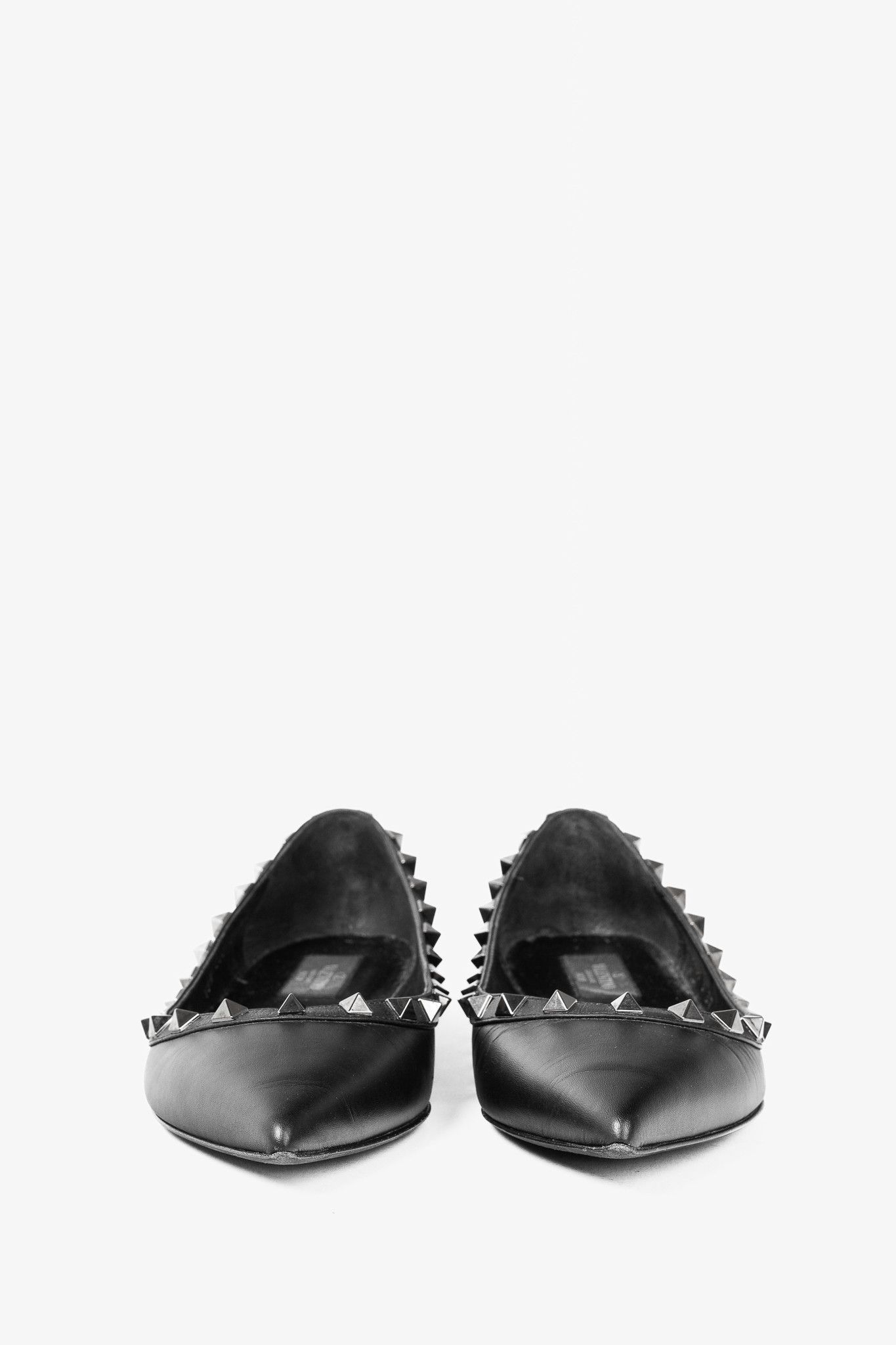 Valentino Valentino Garavani Nero Rockstud Noir Leather Flats Size US 6.5 / IT 36.5 - 2 Thumbnail