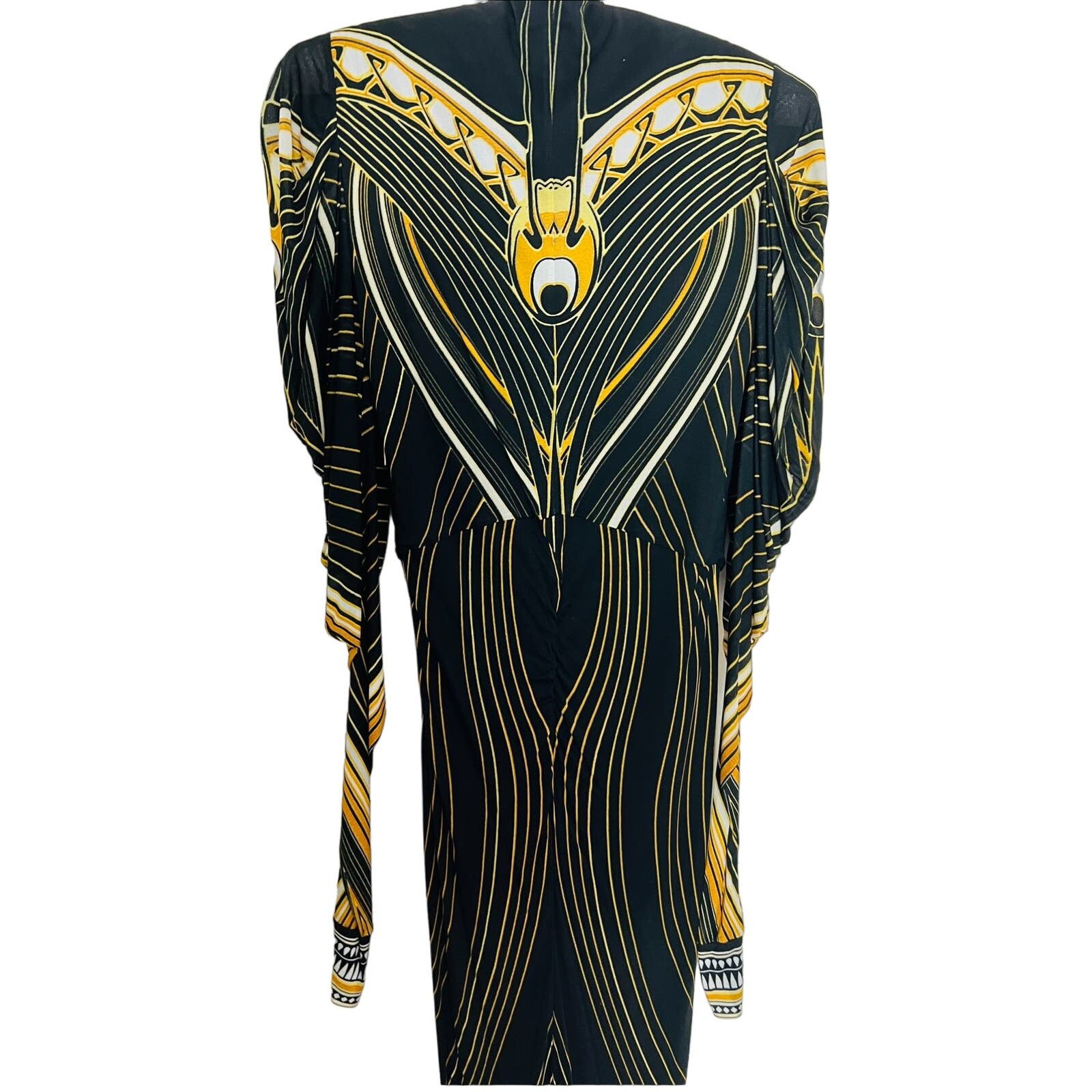 Roberto Cavalli Roberto Cavalli 2007 black gold printed Egyptian dress Sz 40 Size S / US 4 / IT 40 - 17 Thumbnail
