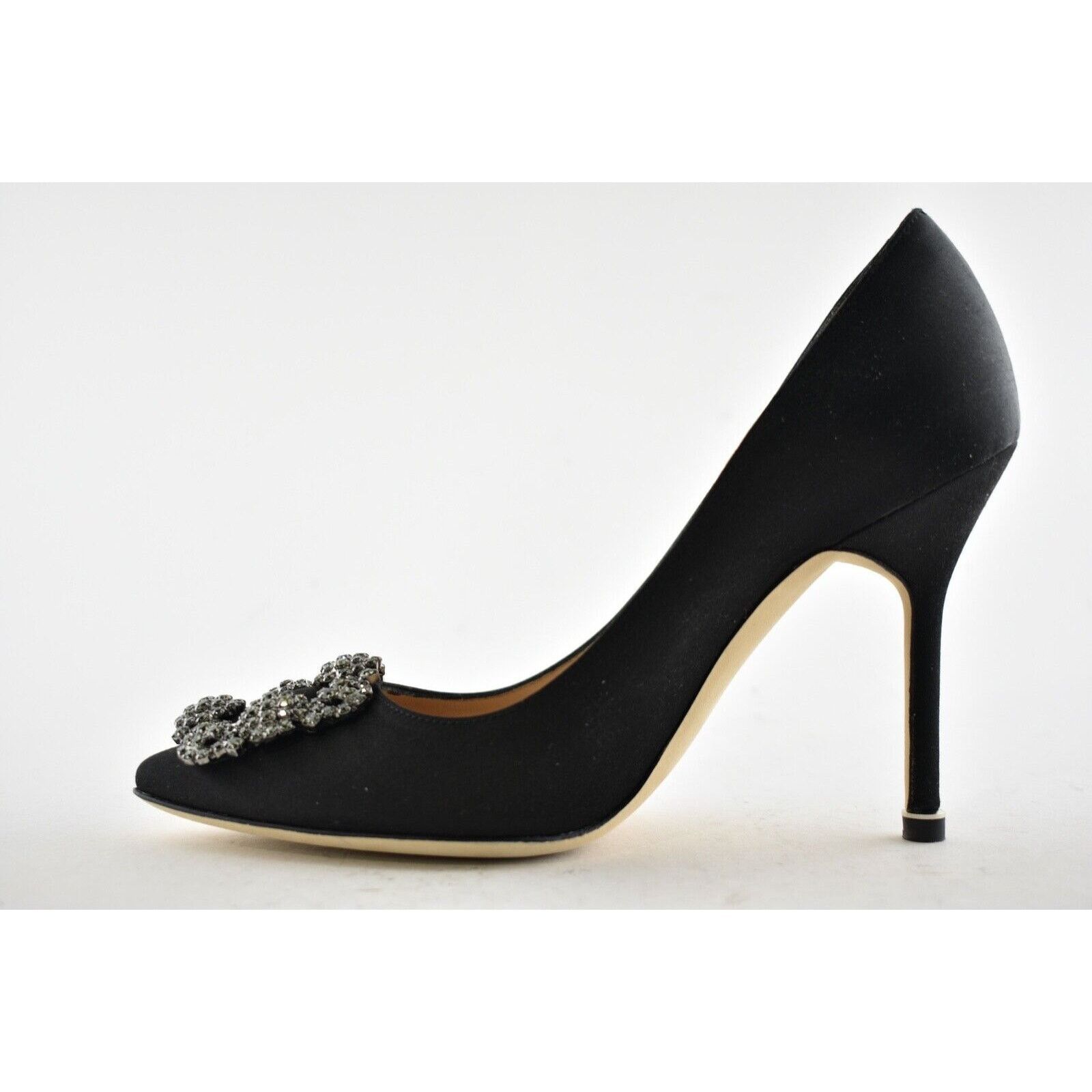 Manolo Blahnik Hangisi 105 Satin Crystal Jewel Buckle Classic Heel Pump 42 Size US 12 / IT 42 - 9 Thumbnail