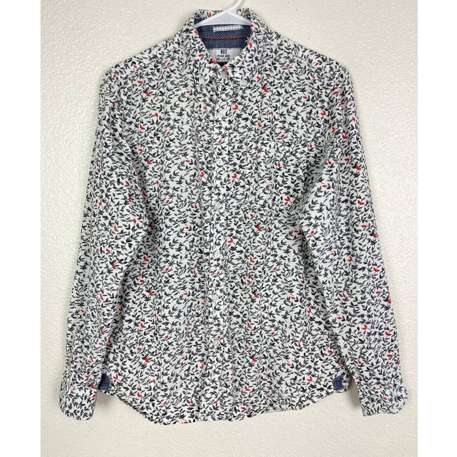 MBX Long Sleeve Button Down Shirt Mens Small Floral Leaf Print Size US S / EU 44-46 / 1 - 2 Thumbnail