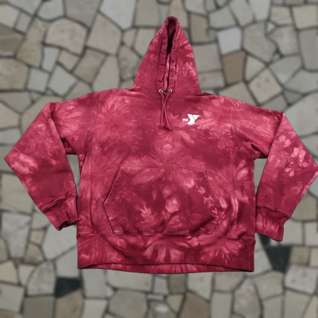 Champion Champion Reverse Weave Hoodie Mens Large Red Tie Dye YMCA Sweatshirt Pullover Size US L / EU 52-54 / 3 - 1 Thumbnail