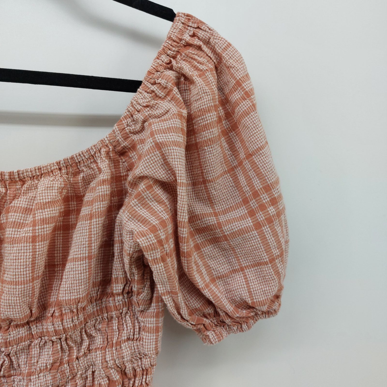 Other Sim & Sam Women's Top 90s Y2K Smocked Plaid Pink Shortsleeve Size L / US 10 / IT 46 - 9 Thumbnail