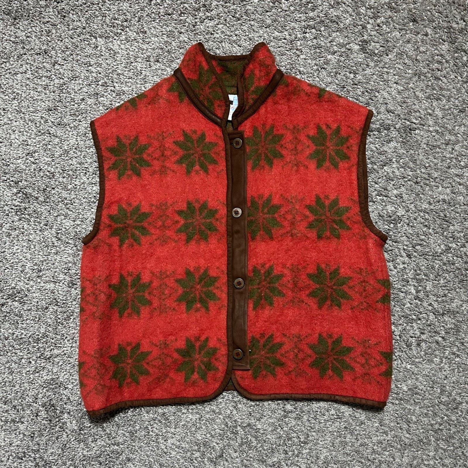Vintage Vintage Norwegian Wool Vest Sleeveless Jacket Red Medium Size M / US 6-8 / IT 42-44 - 14 Thumbnail