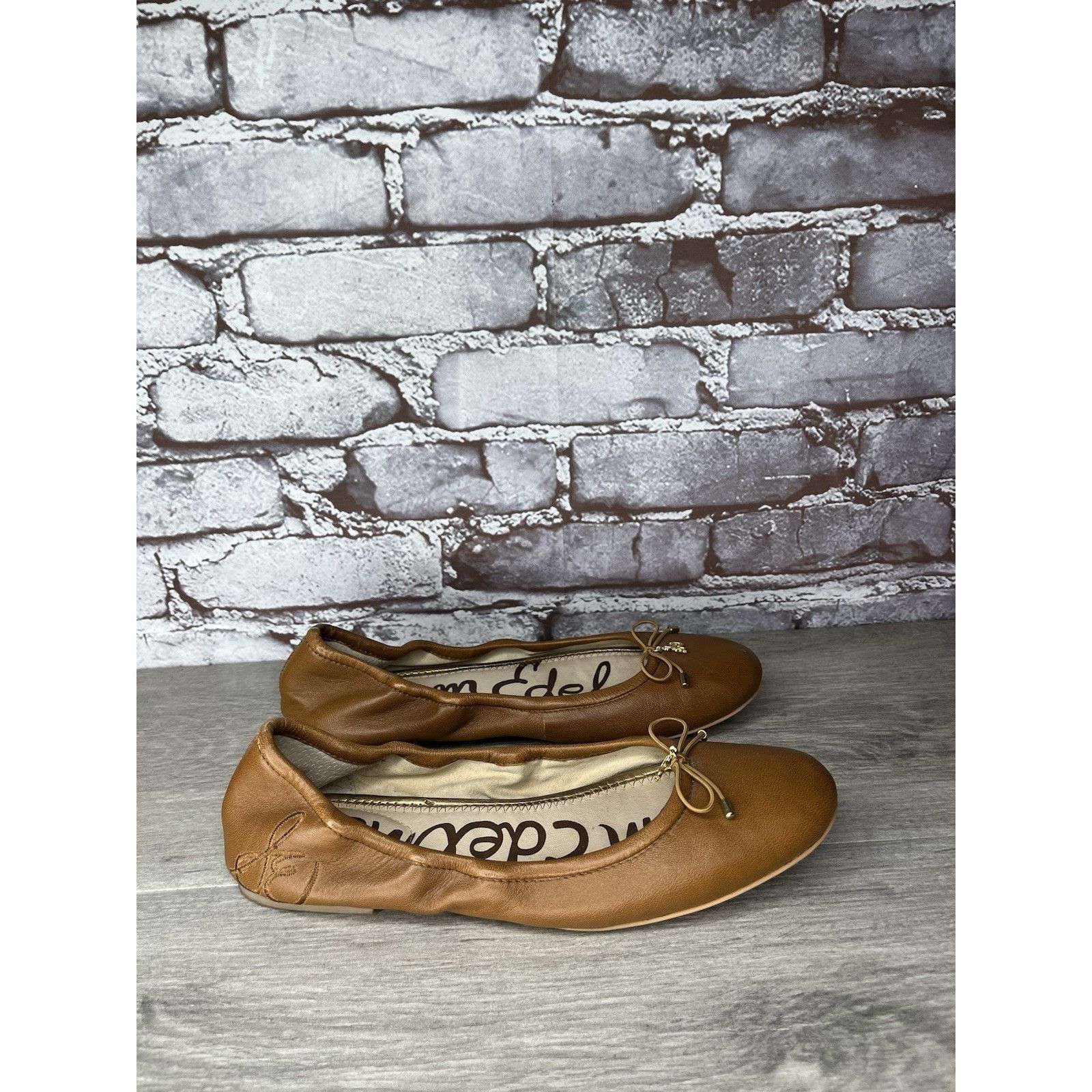 Sam Edelman Sam Edelman Felicia Brown Leather Bow Classic Ballet Flats W Size US 7.5 / IT 37.5 - 19 Thumbnail