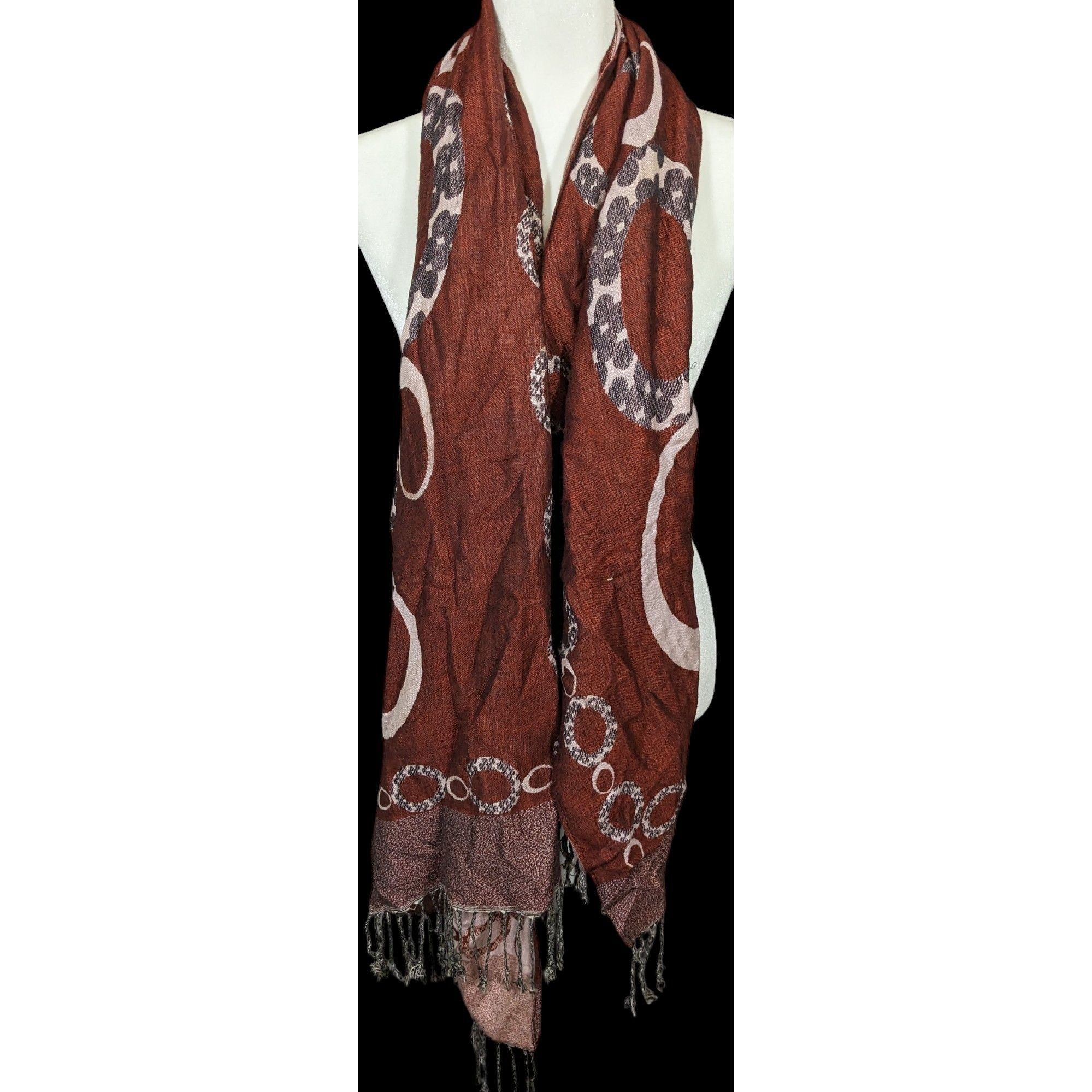Other Pashmina Rust And Cream Bubble Print Scarf Size ONE SIZE - 2 Thumbnail