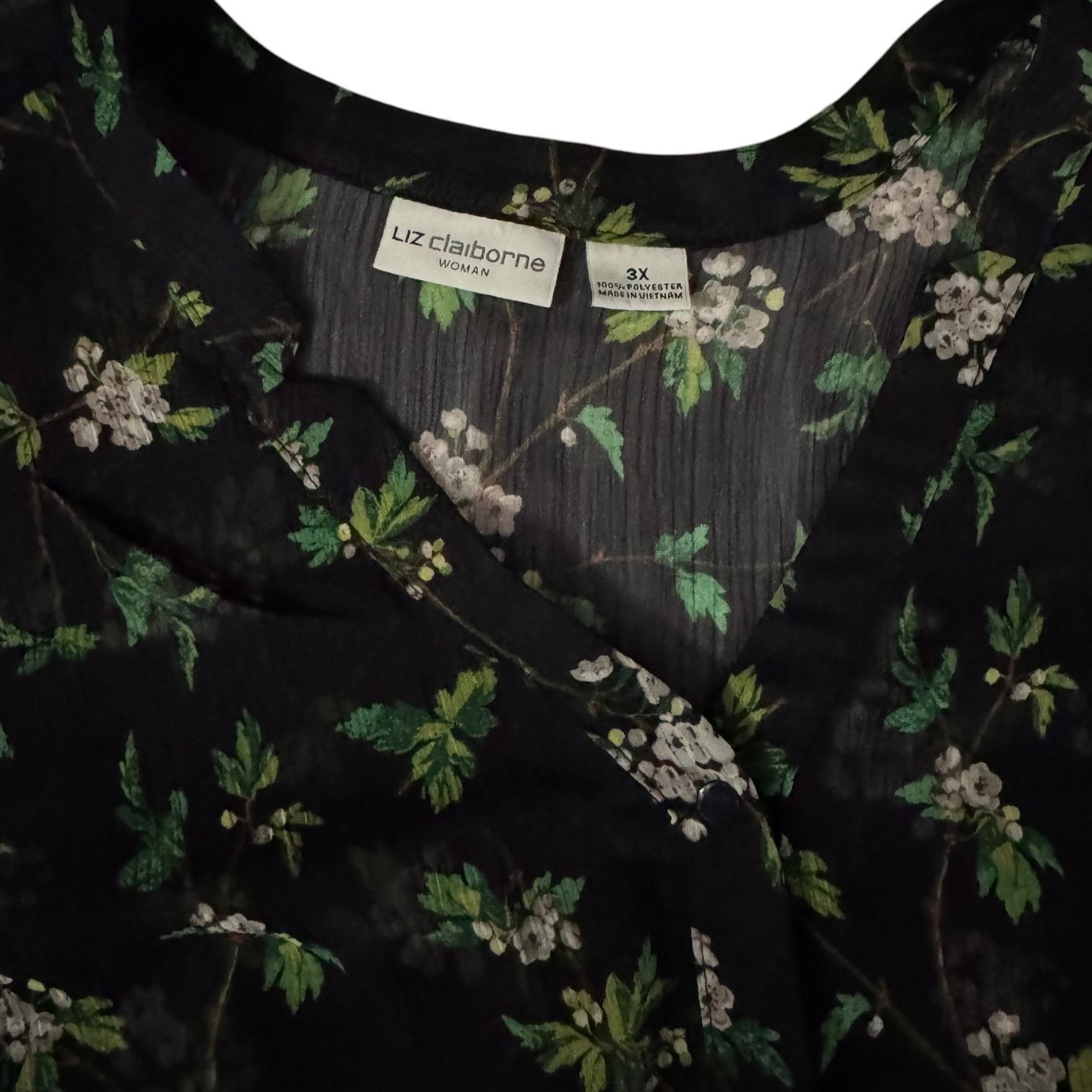 Other Liz Claiborne Women’s Dark Blue Sheer w/Floral Print Top 3XL Size 3XL / US 20-22 - 2 Thumbnail