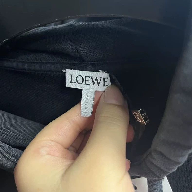 Loewe LOEWE Black Leather Patch Hooded Sweatshirt Size XL / US 12-14 / IT 48-50 - 4 Thumbnail