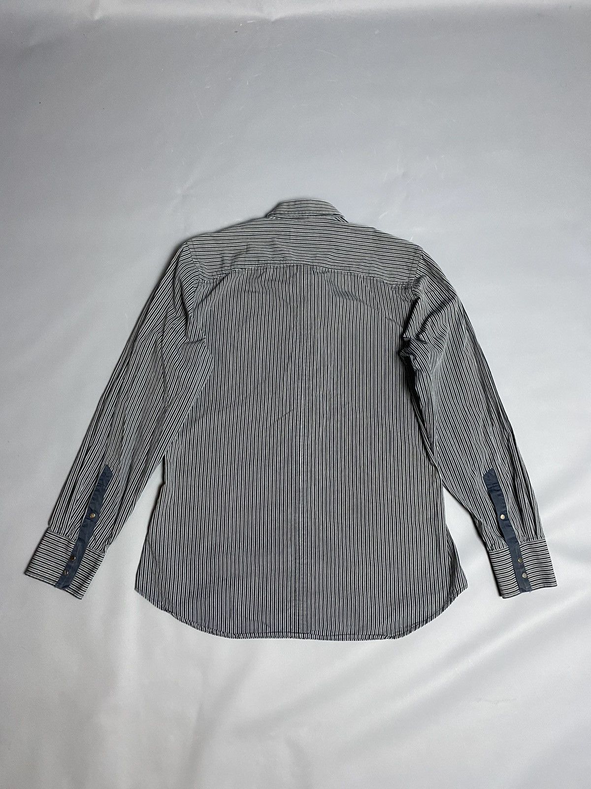 Thierry Mugler Vintage Thierry Mugler Striped Slim Snap Button Shirt Sz 40 Size US M / EU 48-50 / 2 - 2 Thumbnail