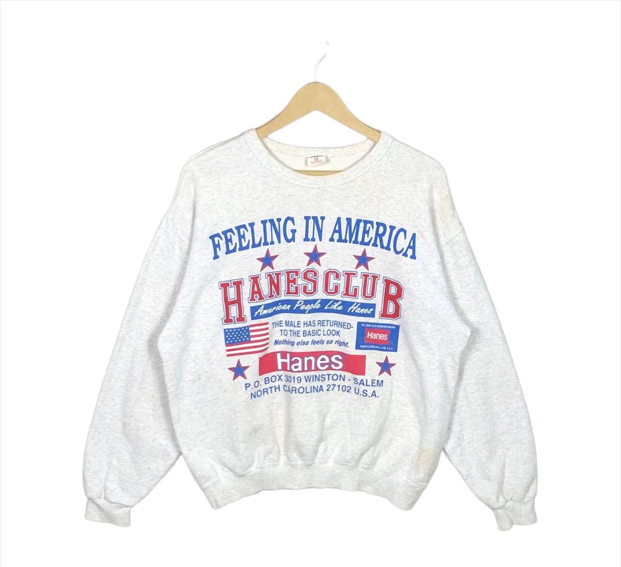 Hanes × Vintage Vintage 90s Hanes Feeling In American Sweatshirt Size US L / EU 52-54 / 3 - 1 Thumbnail