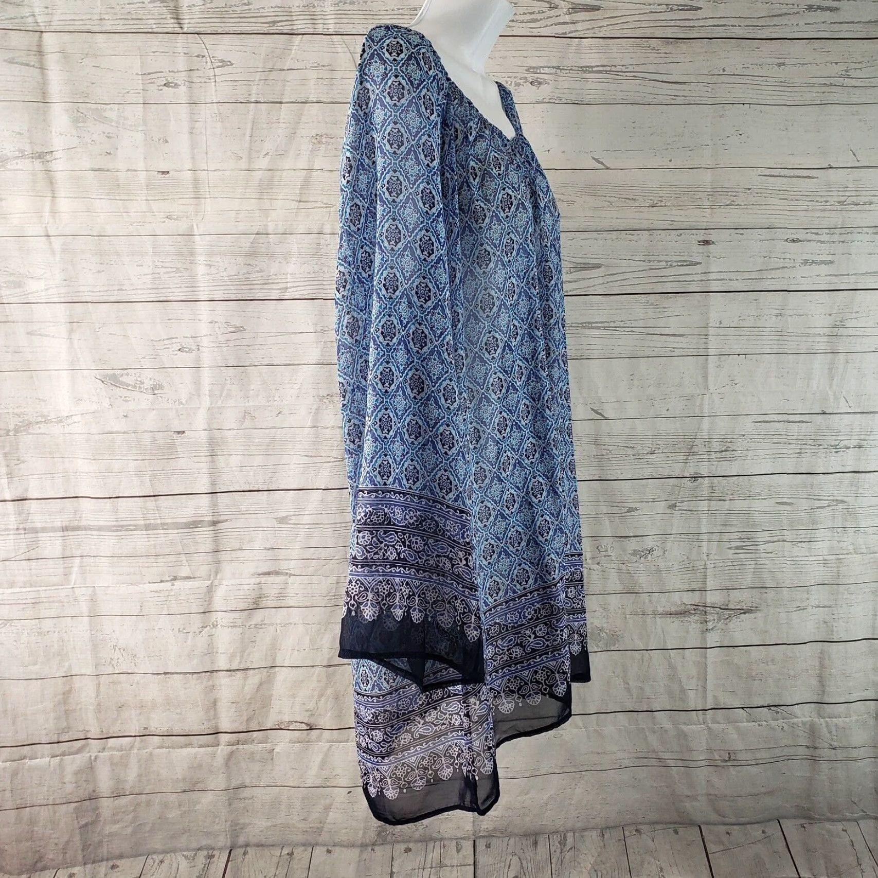 Tommy Bahama Tommy Bahama Womens Coverup Blouse Long Sleeve XS Blue Sheer Semi Shirt Size S / US 4 / IT 40 - 3 Thumbnail