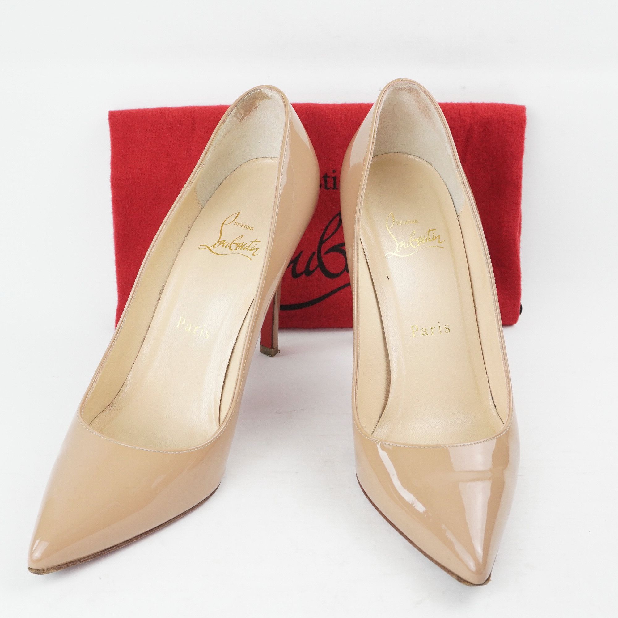 Christian Louboutin Christian Louboutin Heel Beige Pointed Toe Patent Leather Size US 6.5 / IT 36.5 - 1 Thumbnail