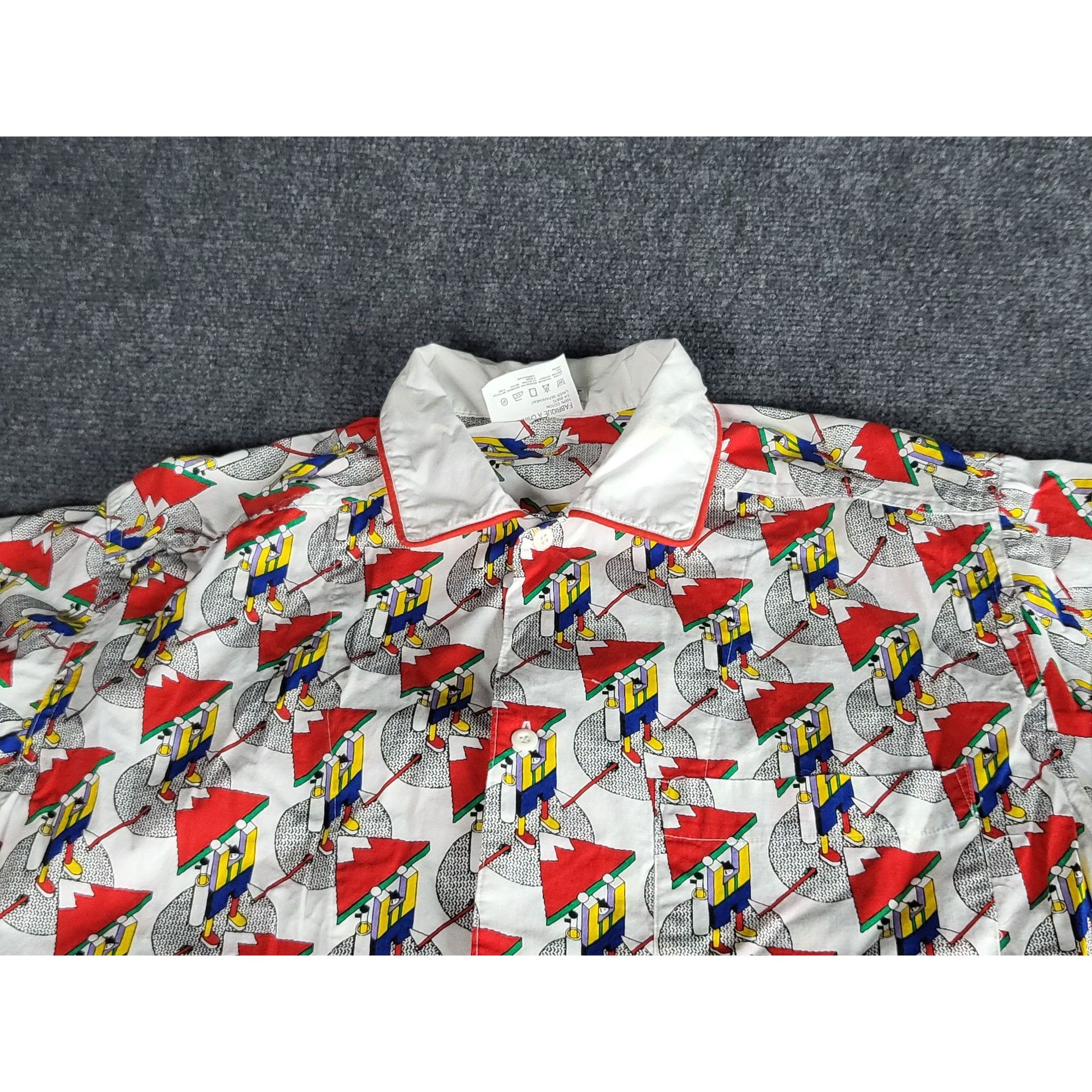 Vintage Esprit Sport mountaineering golfer mashup print shir