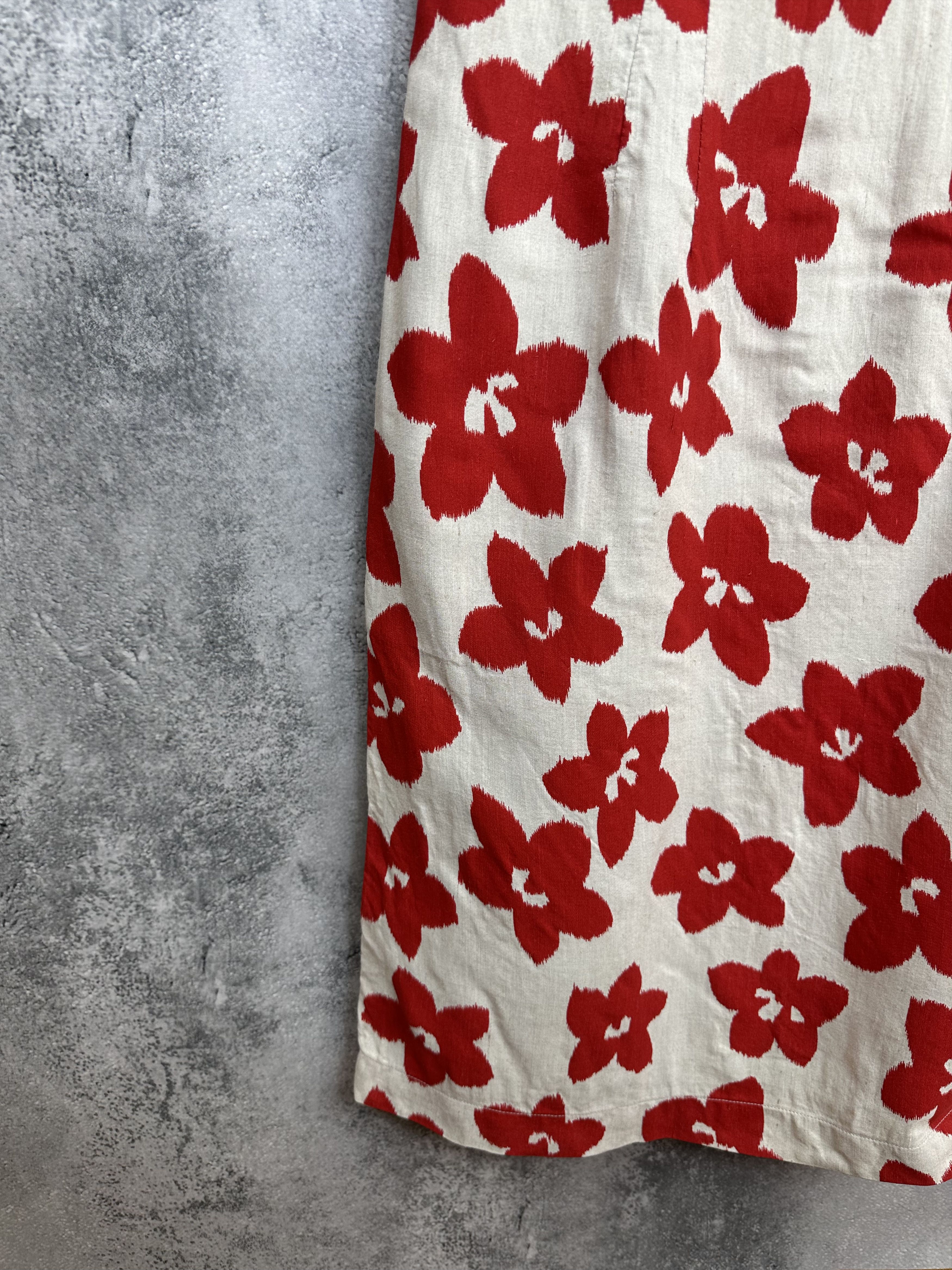 Other TOAST Ivory Red Floral Above Knee Dress Linen Blend Pockets Size S / US 4 / IT 40 - 8 Thumbnail